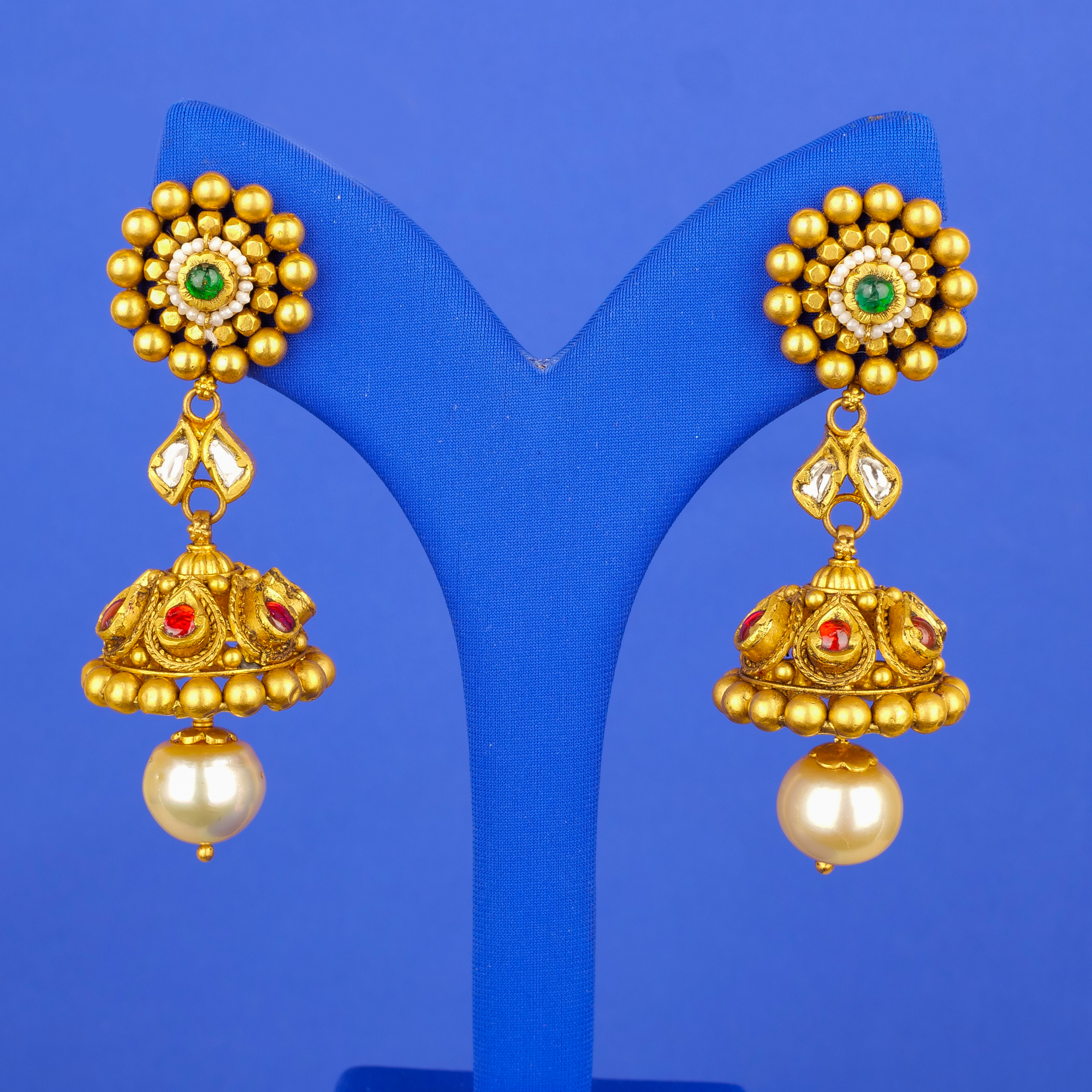 22K 'Antique' Polki Diamond Earrings