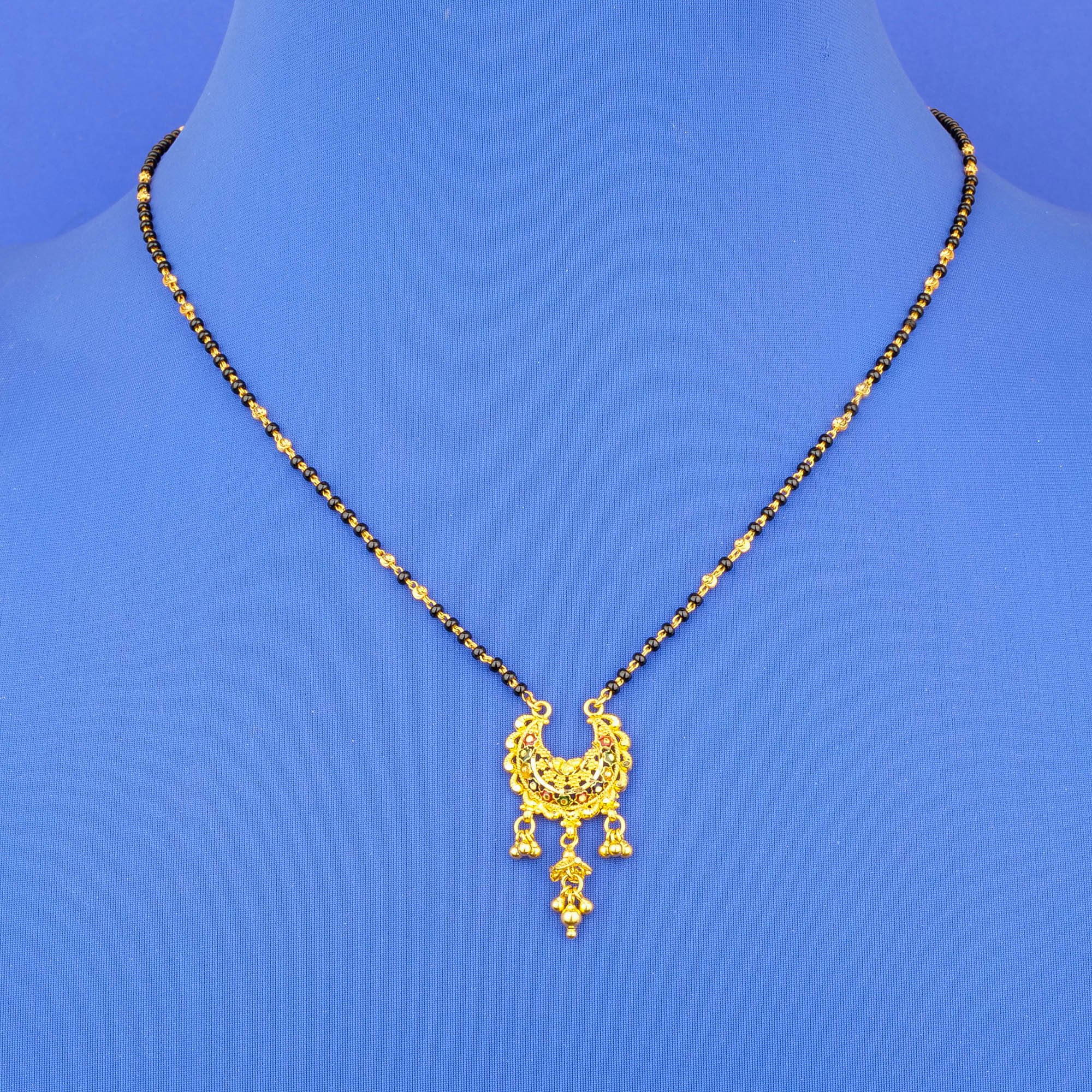 22K Minakari Gold Blackbead Mangalsutra Necklace