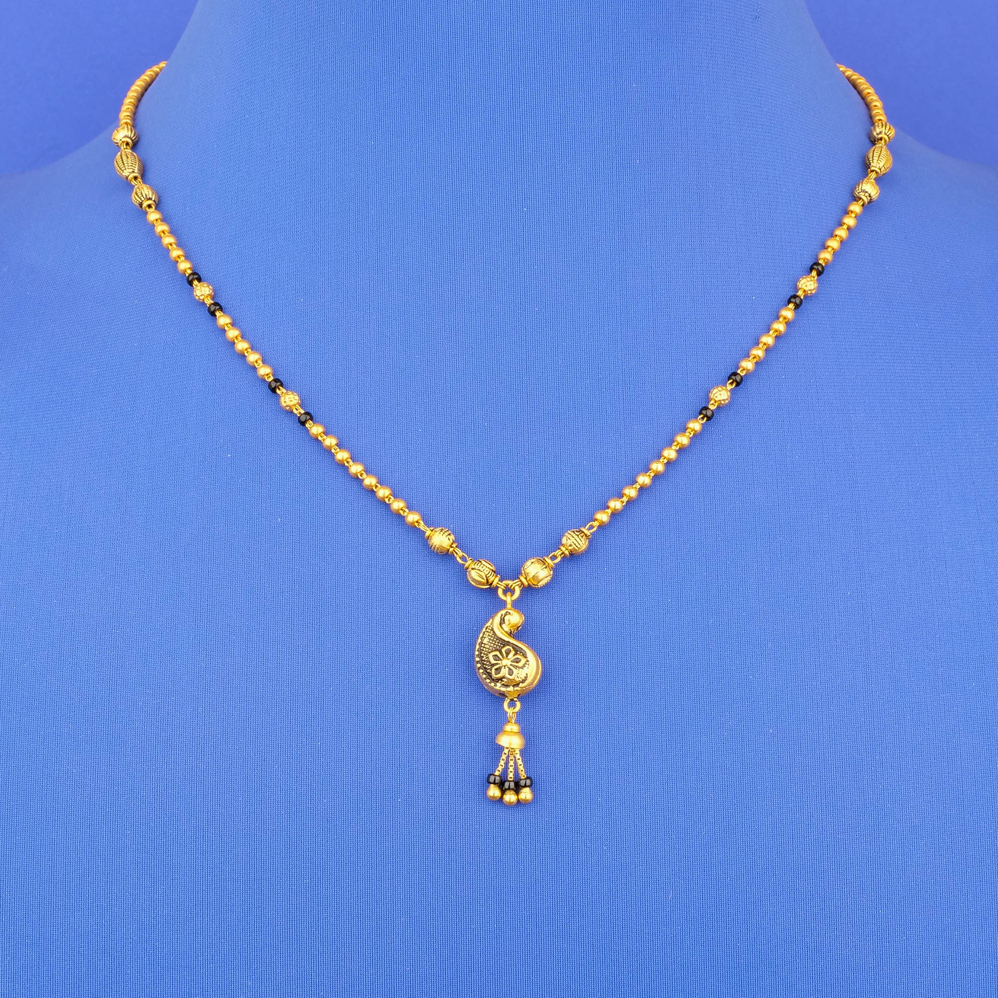 22K 'Antique' Gold Mangalsutra Blackbead Necklace