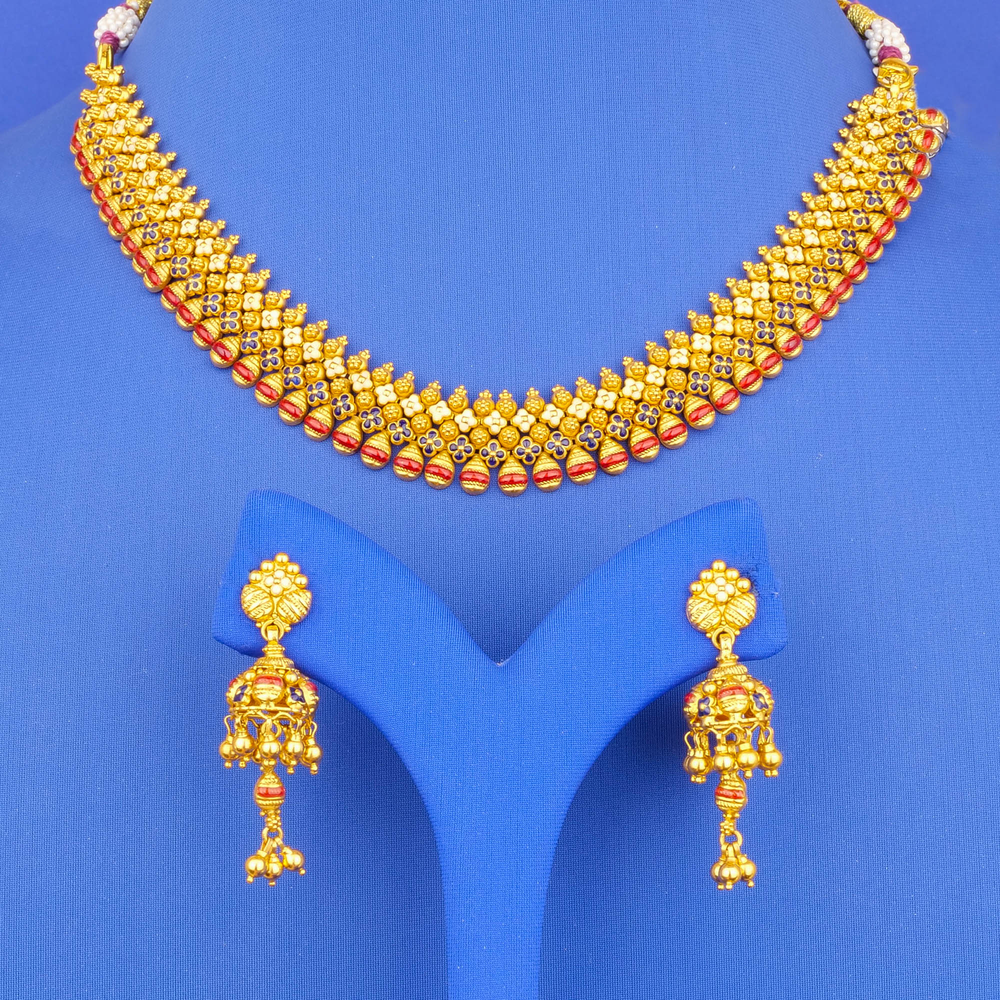 22K 'Antique' Minakari Necklace Earring Set