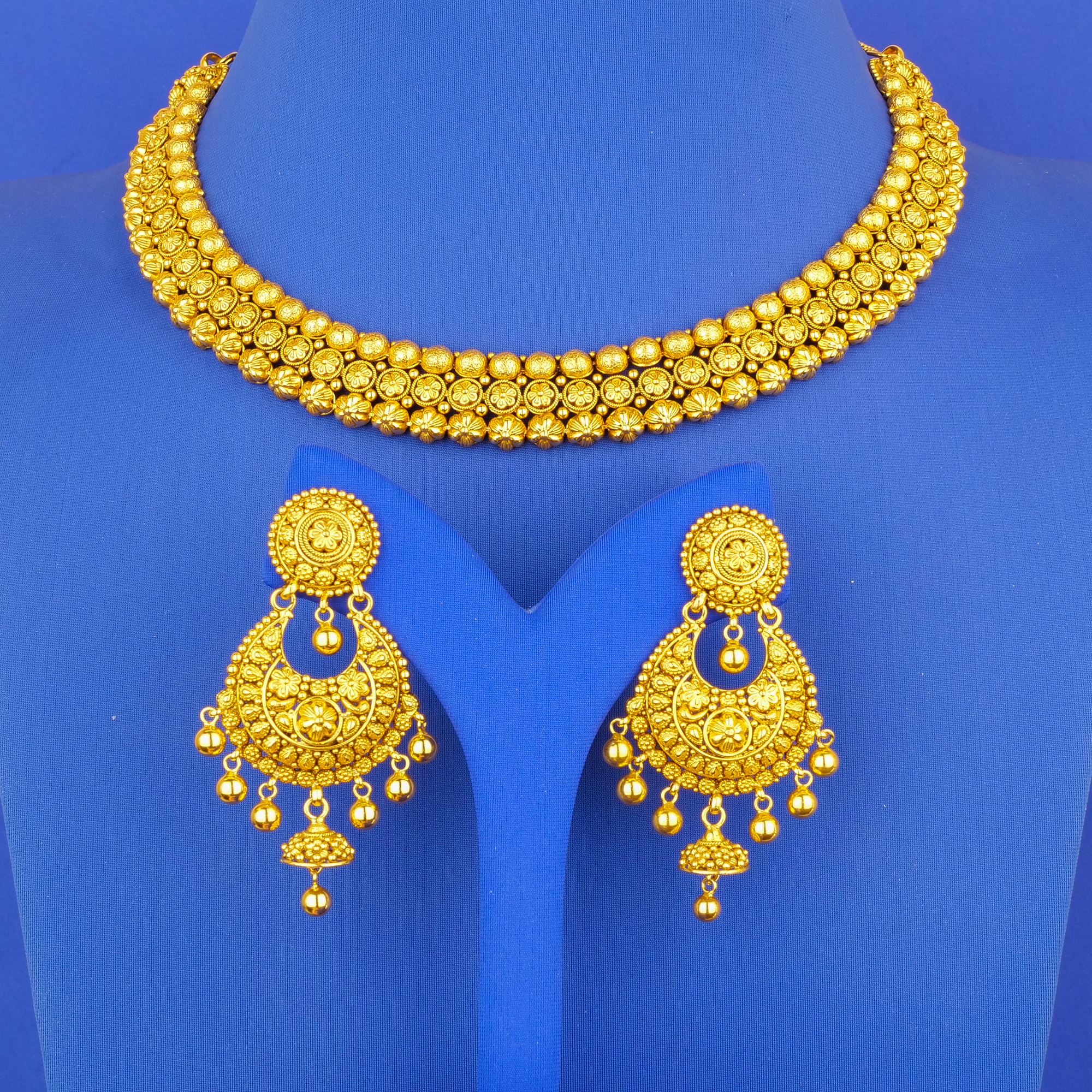 22K 'Antique' Necklace Earring Set