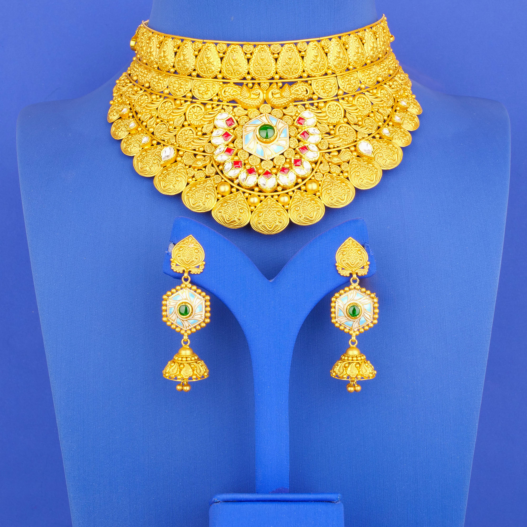 22K 'Antique' Necklace Earring Set