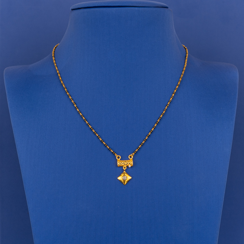 Dazzling Harmony: 22K Gold Mangulsutra CZ Necklace