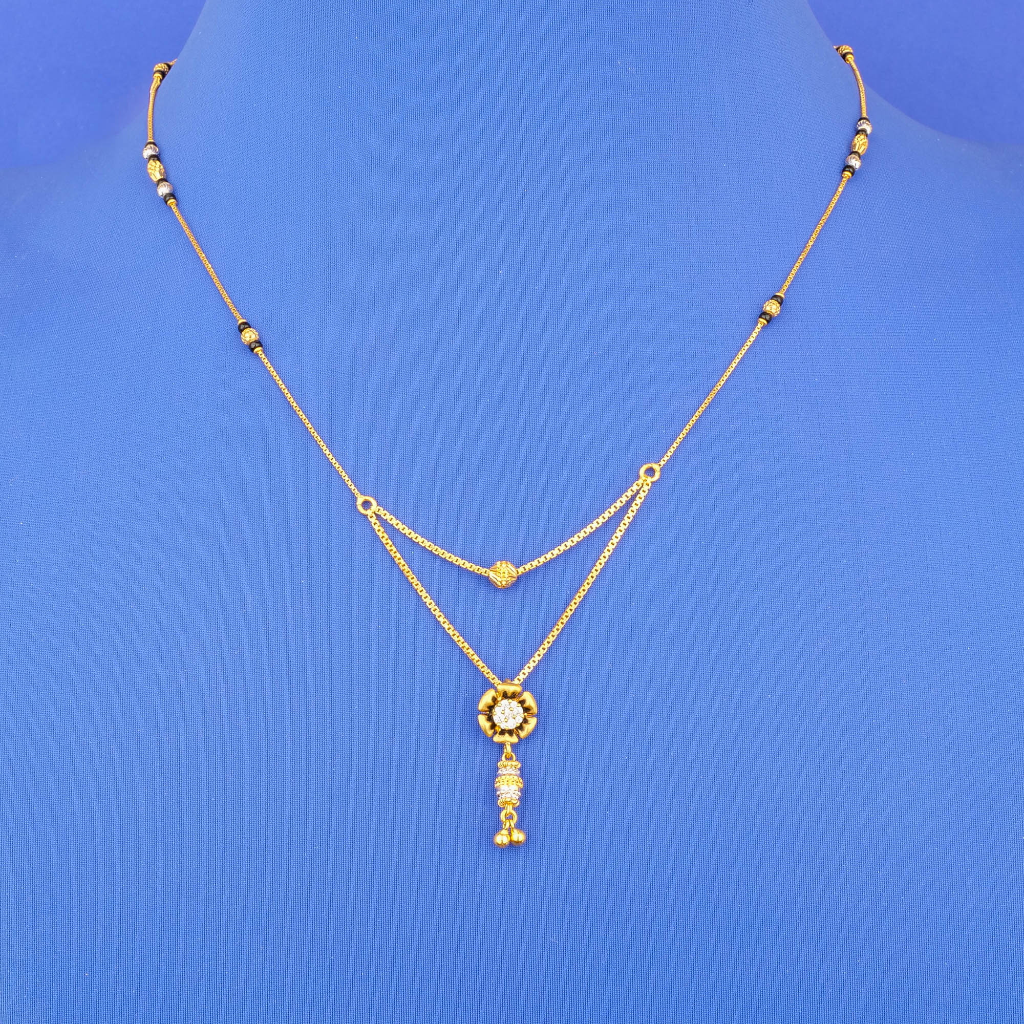 22K Two-Tone CZ Mangalsutra Necklace