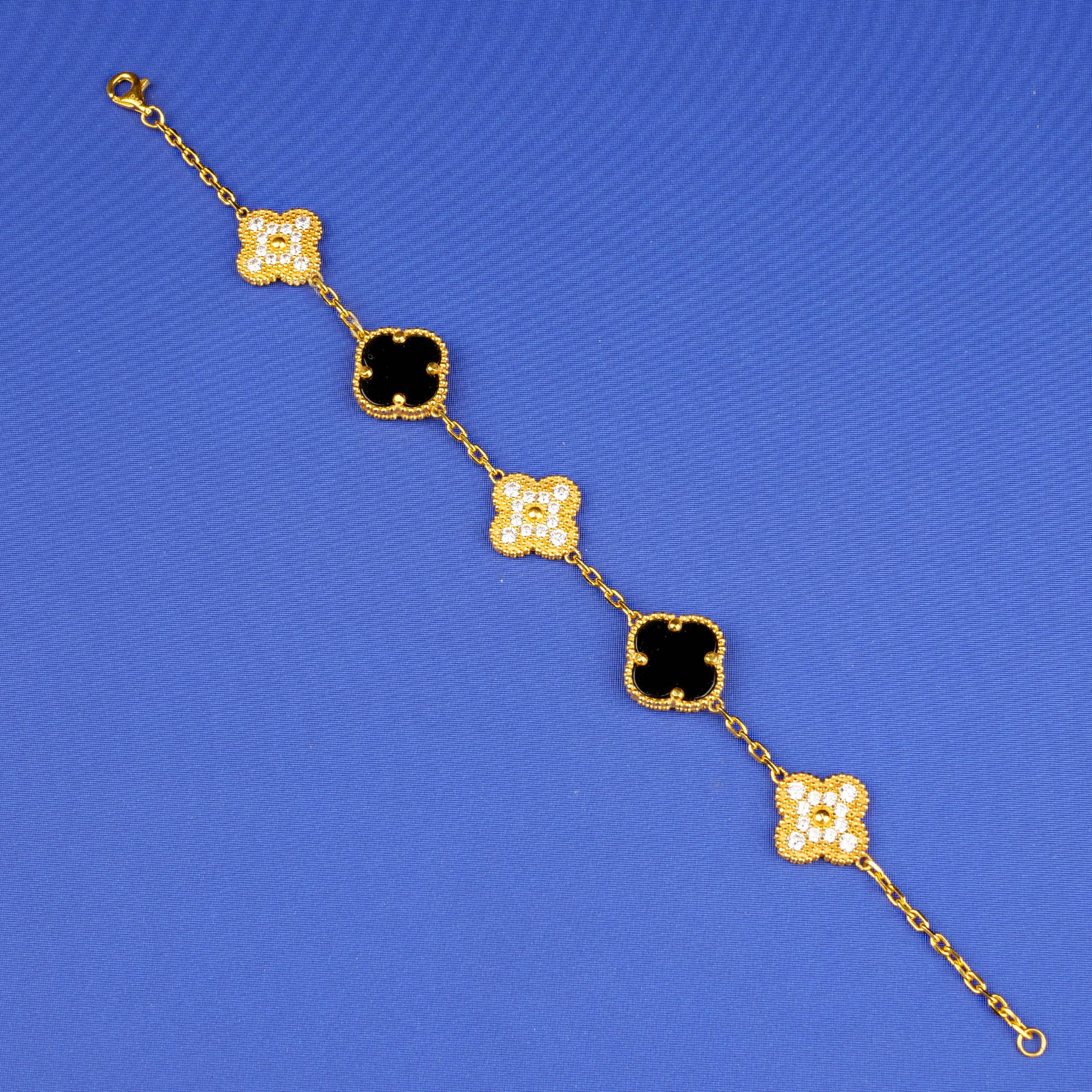 22K Gold Onyx CZ Bracelet