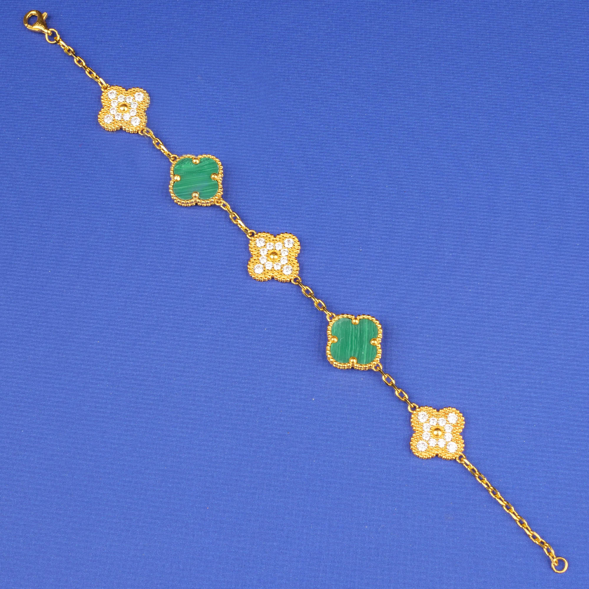 22K Gold Malachite CZ Bracelet