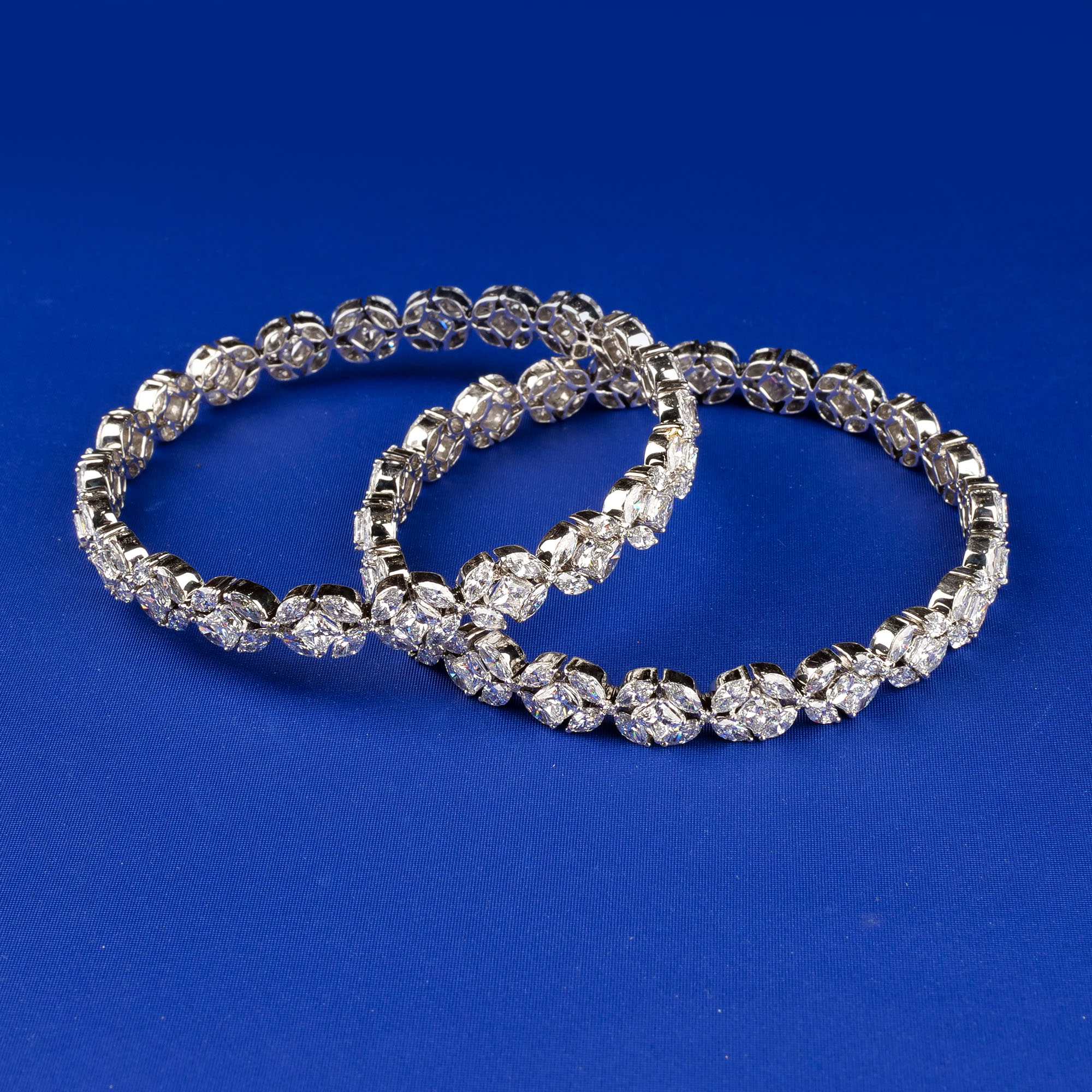 Majestic Splendor: Handmade 18K White Gold Diamond Bangles