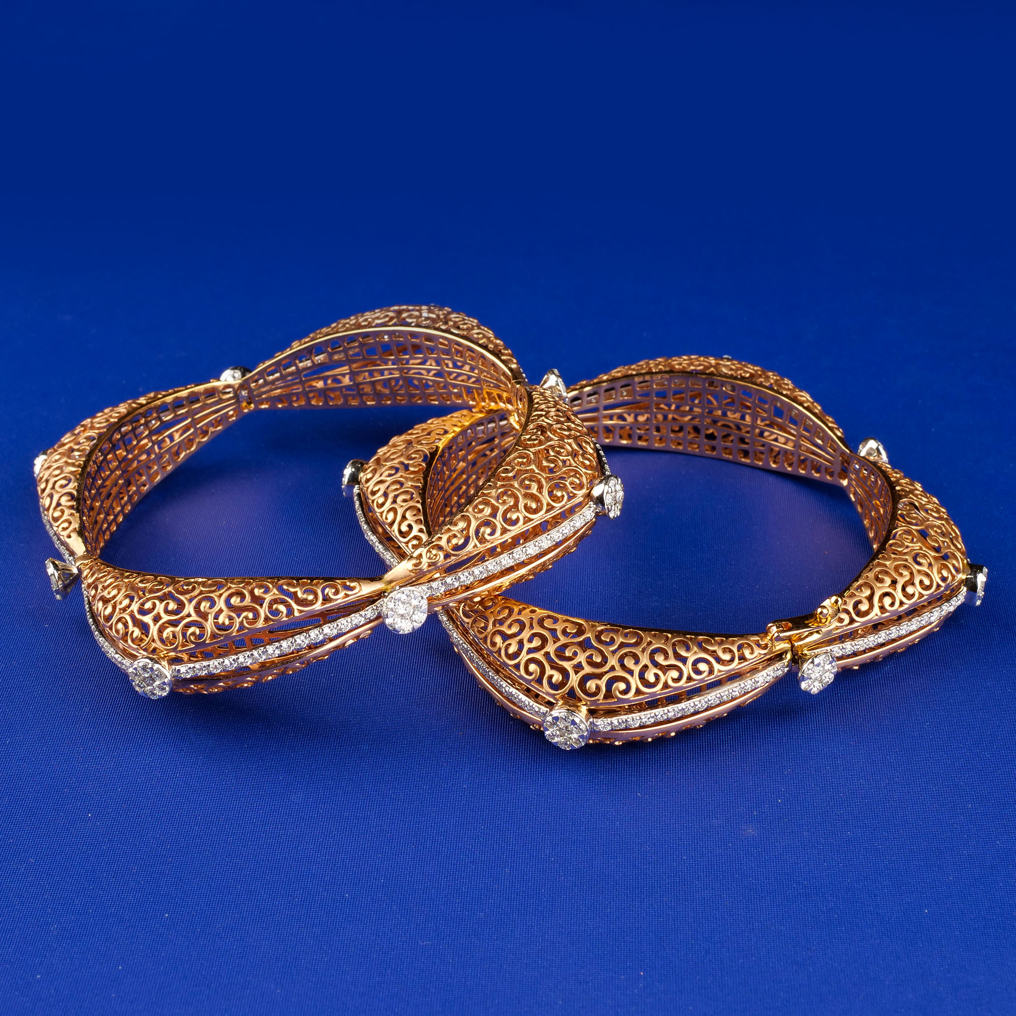 Handmade 18K Rose Gold Diamond Bangles