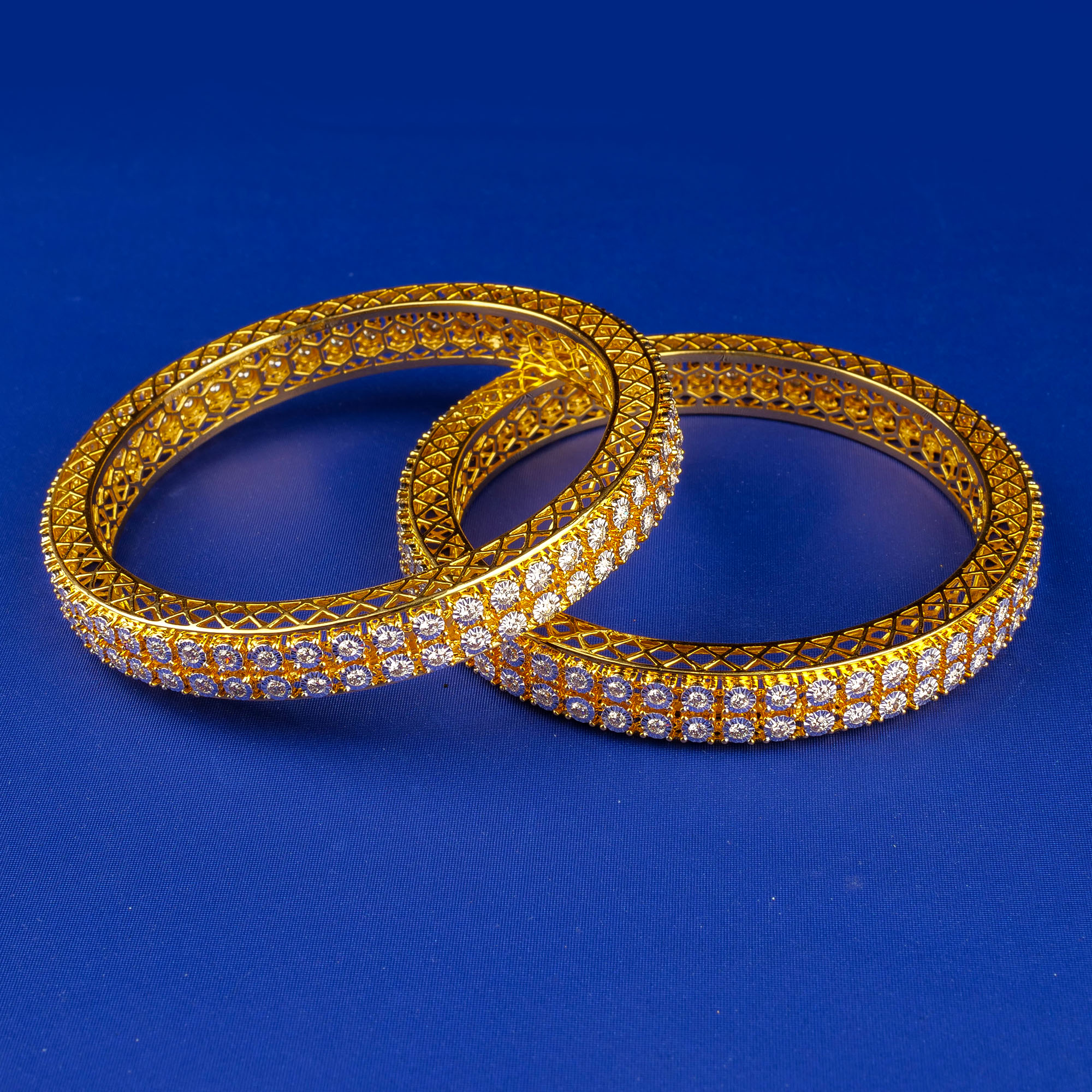 18K YG Diamond Bangles