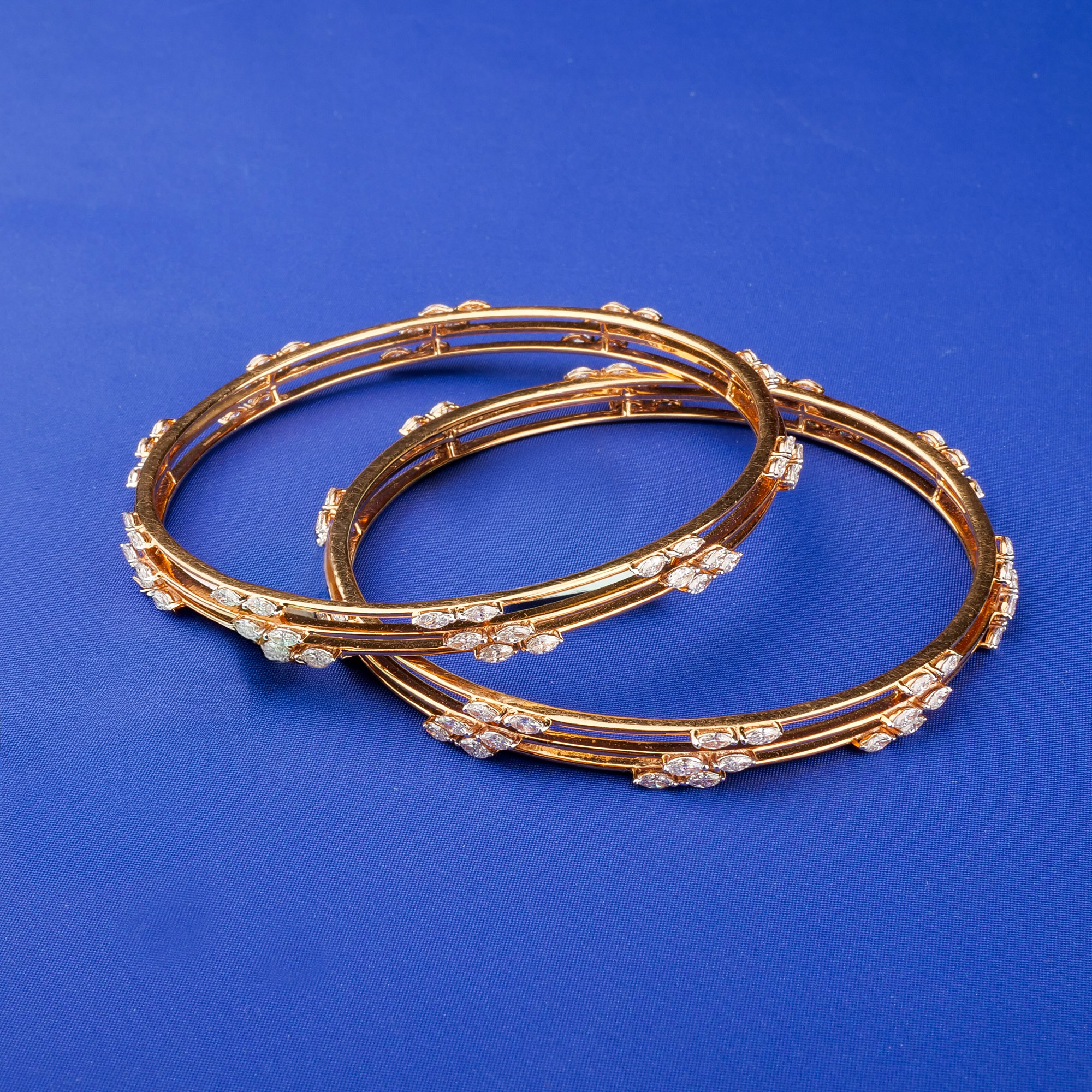 18K Rose Gold Diamond Bangles