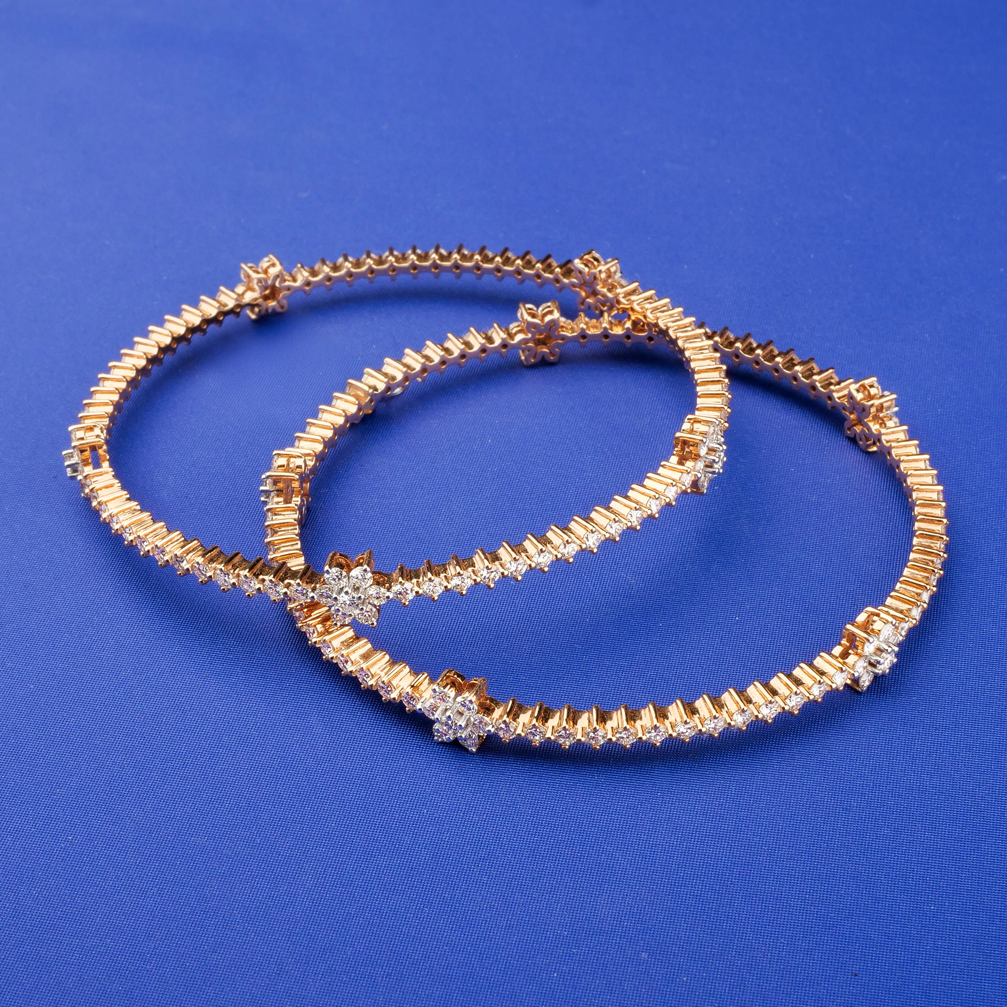 18K Rose Gold Diamond Bangles