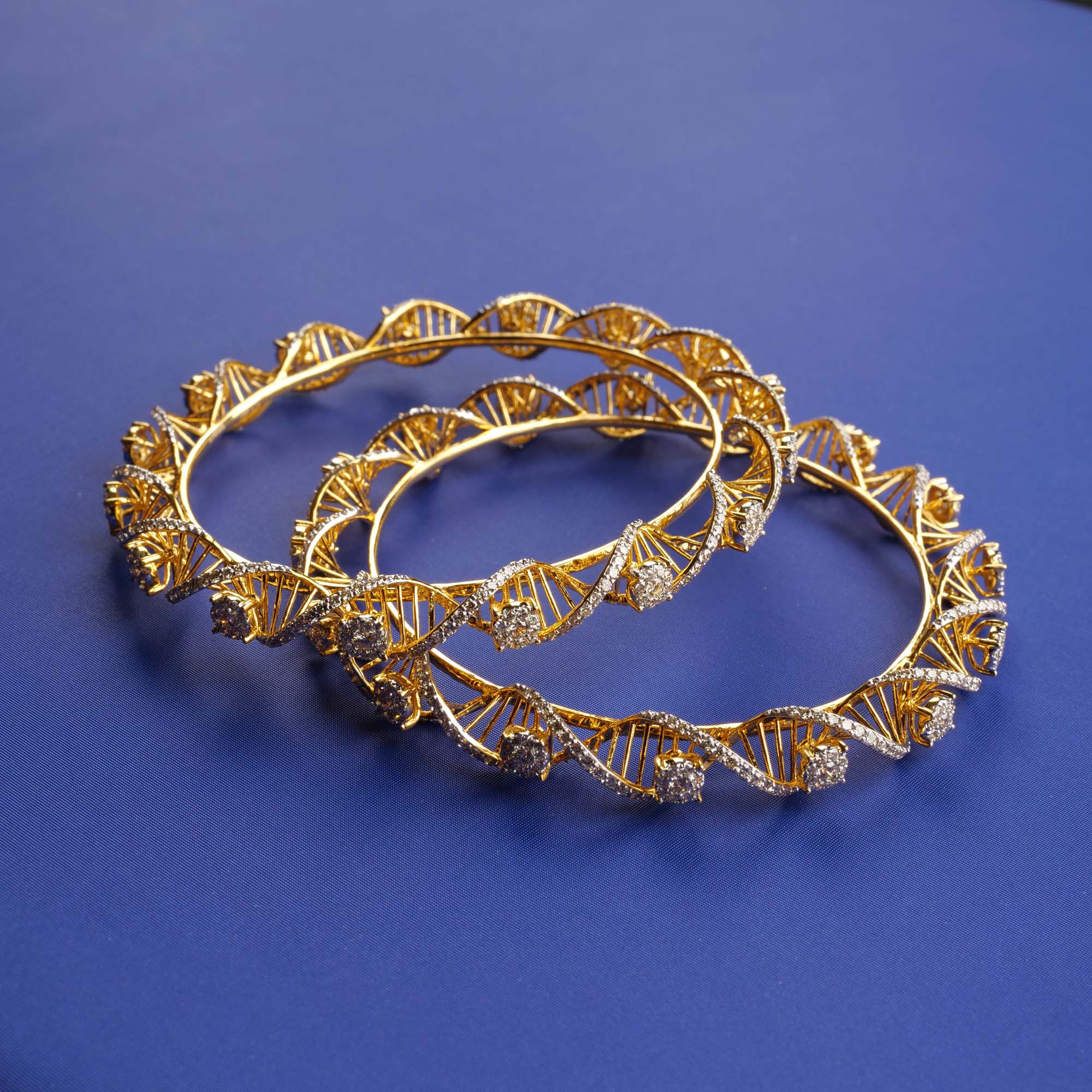 18K YG Diamond Bangles