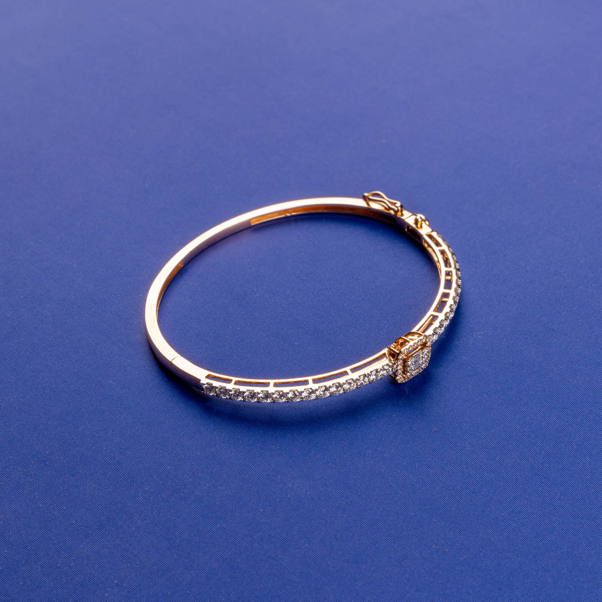 Rosy Glamour: Handmade 18K RG Diamond Bangle/Bracelet