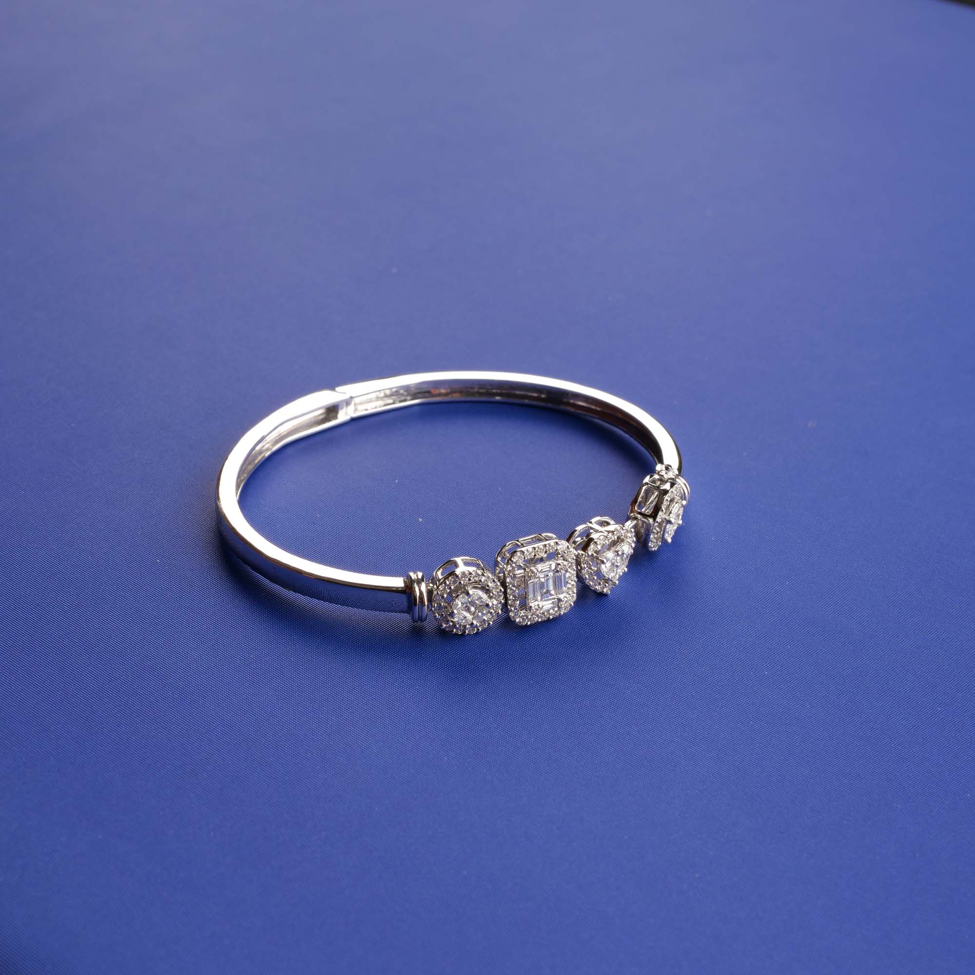 18K WG Diamond Bangle/Bracelet w/ Charms