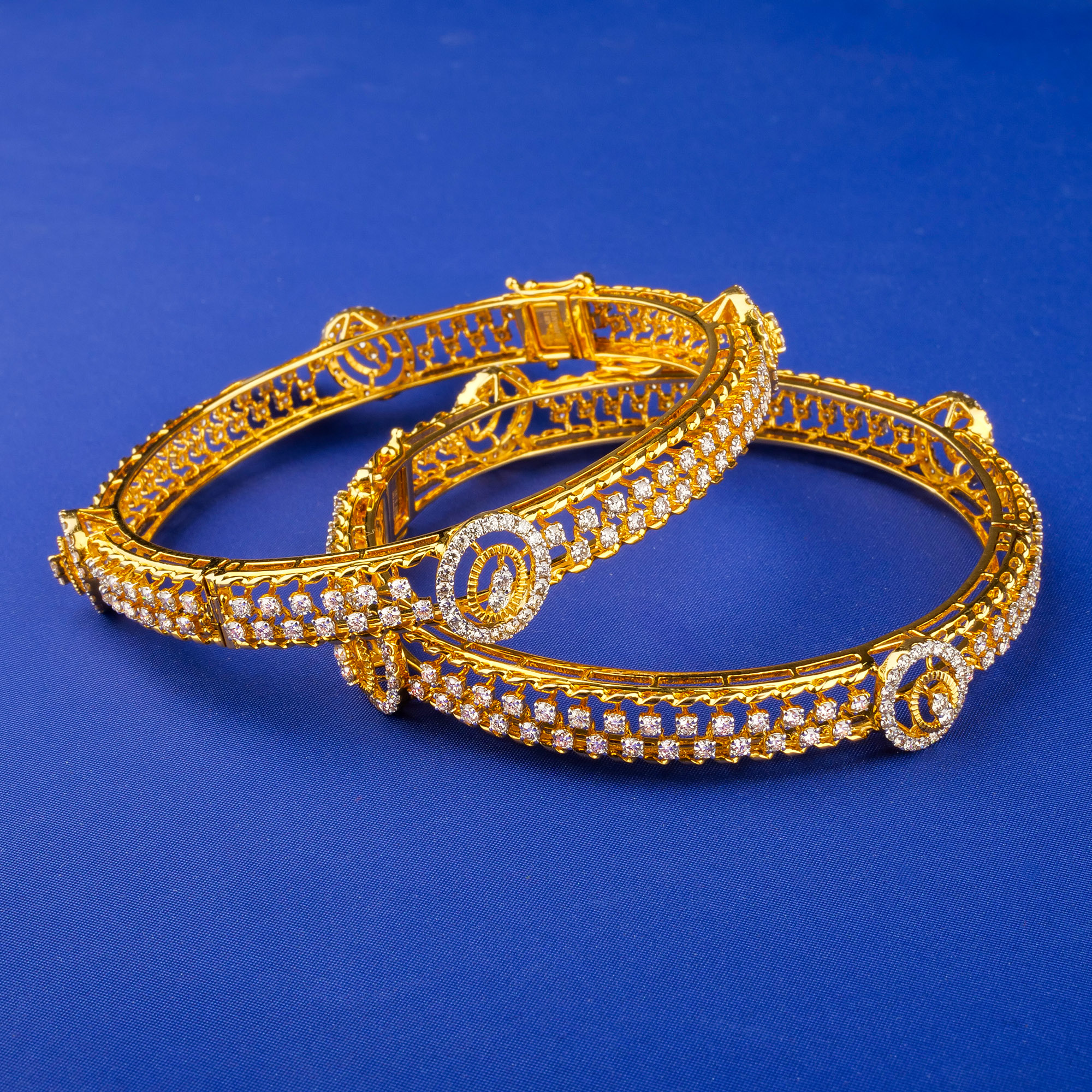 18K Yellow Gold Diamond Bangles