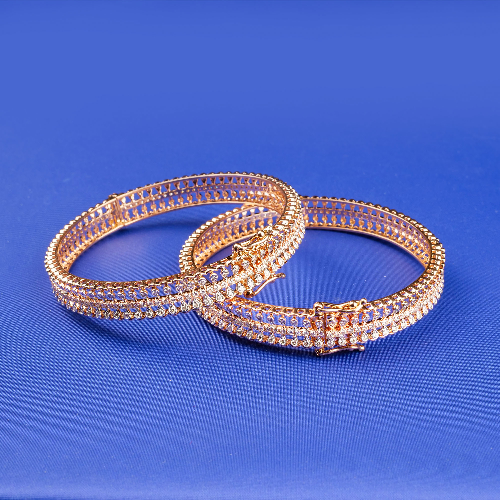 18K RG Diamond Bangles