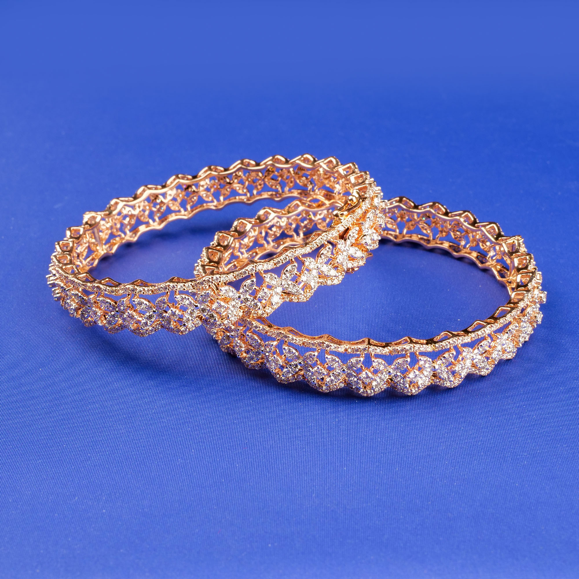 18K RG Diamond Bangles