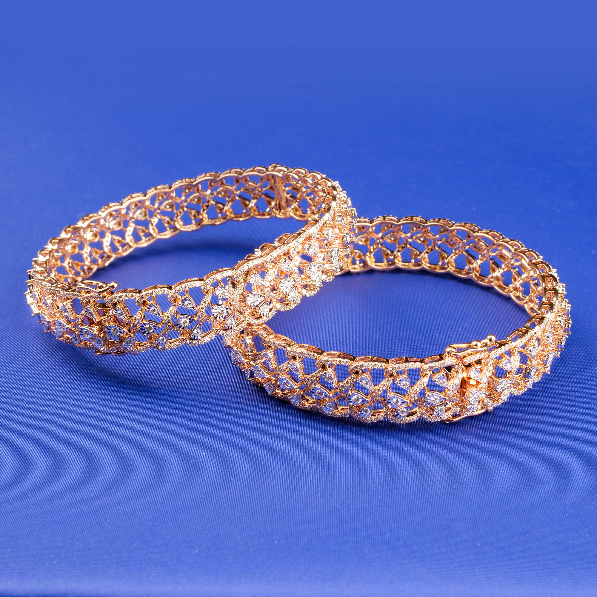 18K RG Diamond Bangles