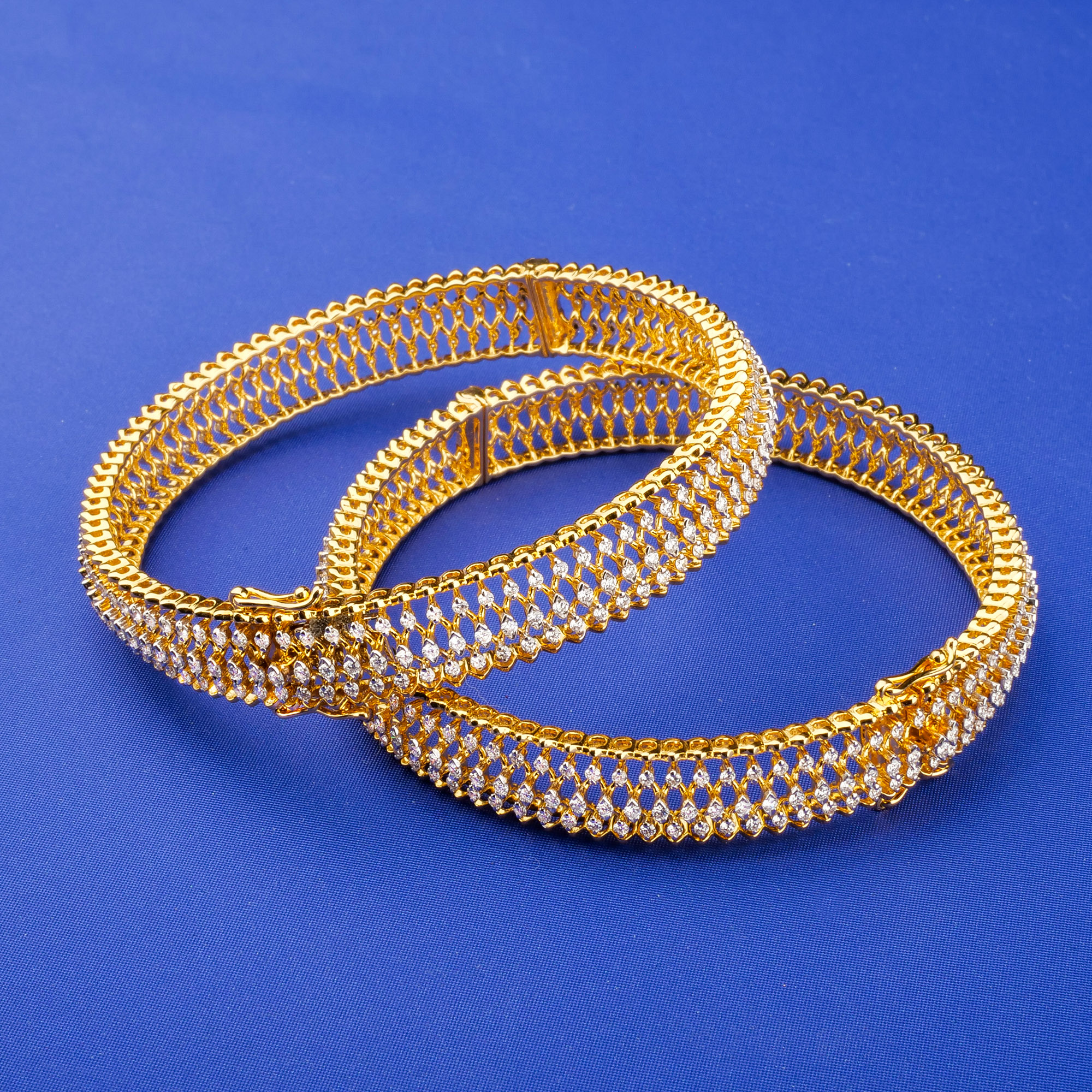 18K Yellow Gold Diamond Bangles