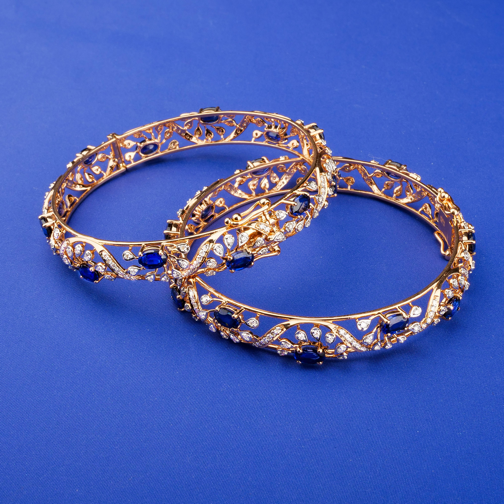 18K Rose Gold Diamond Bangles w/ Stones