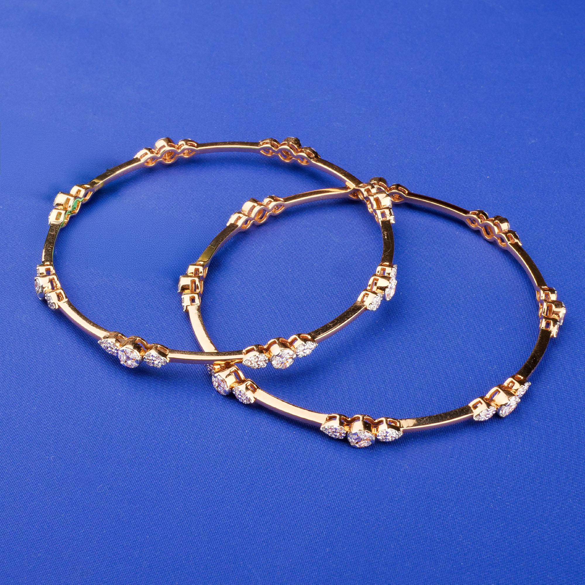 18K Rose Gold Diamond Bangles