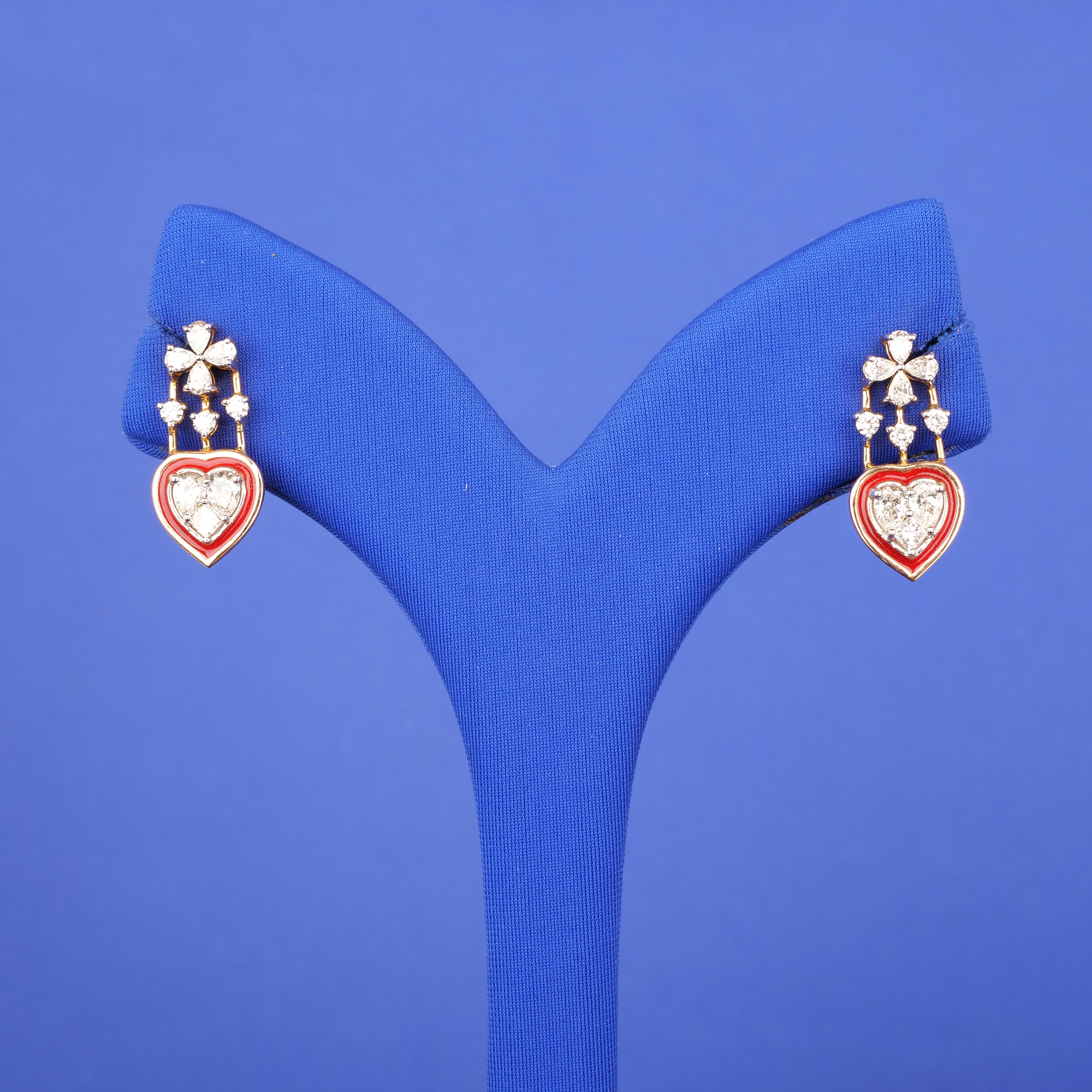 18K RG Diamond 'Heart' Earrings