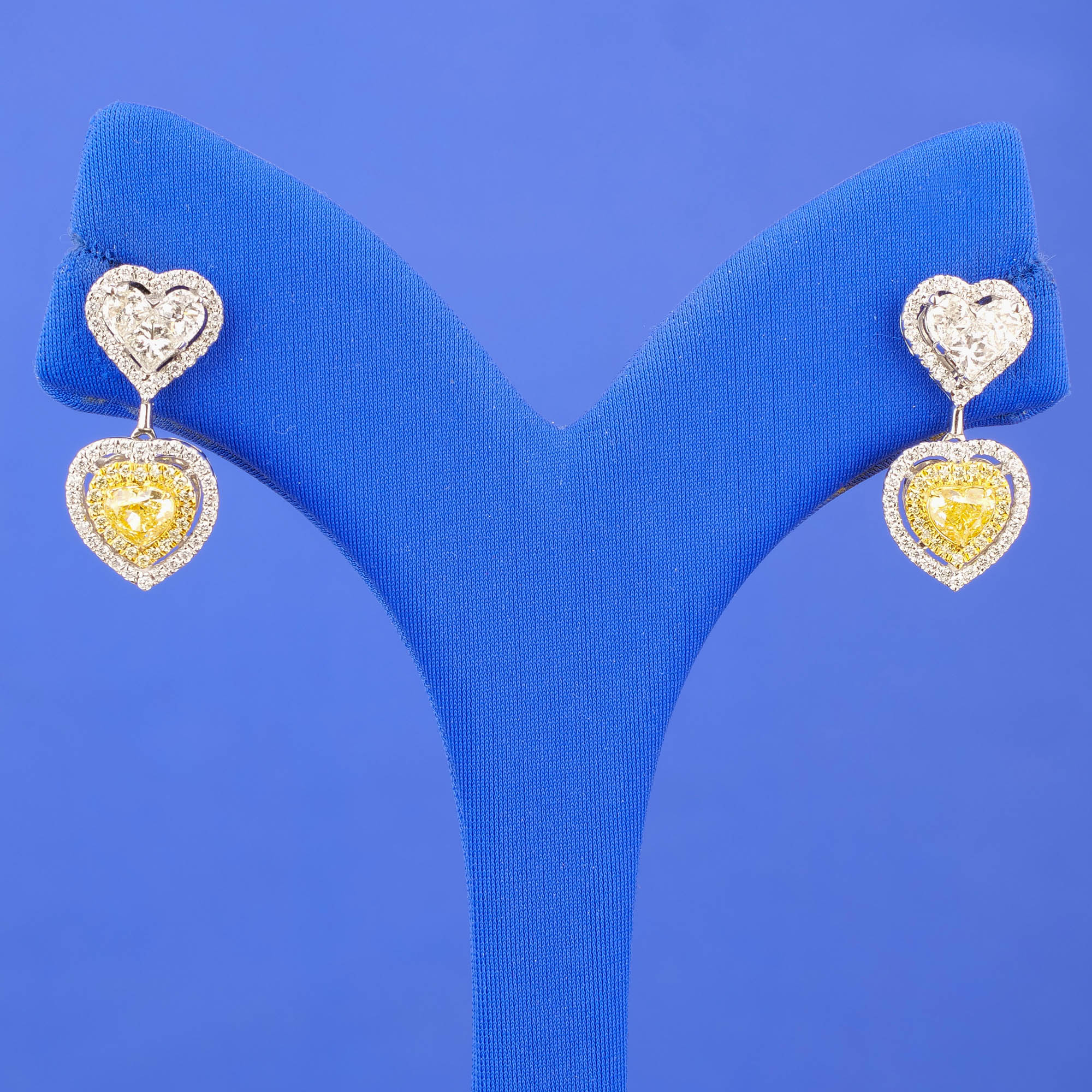 18K WG Diamond Earrings w/ Yellow Diamonds