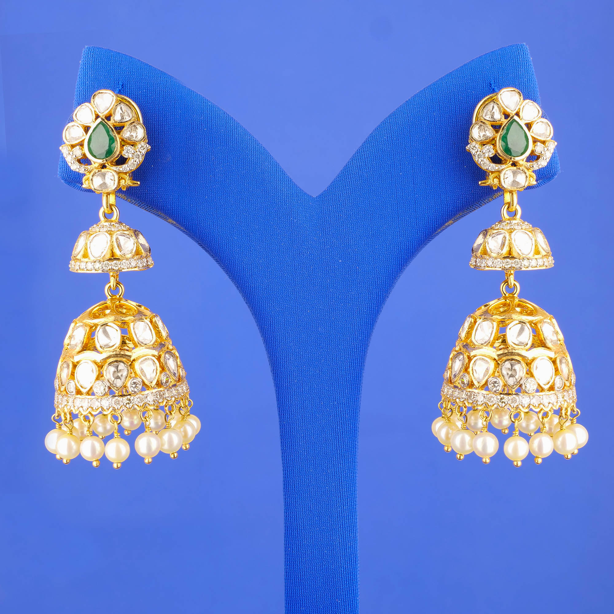 18K Diamond/Polki Diamond 'Jhumka' Earrings