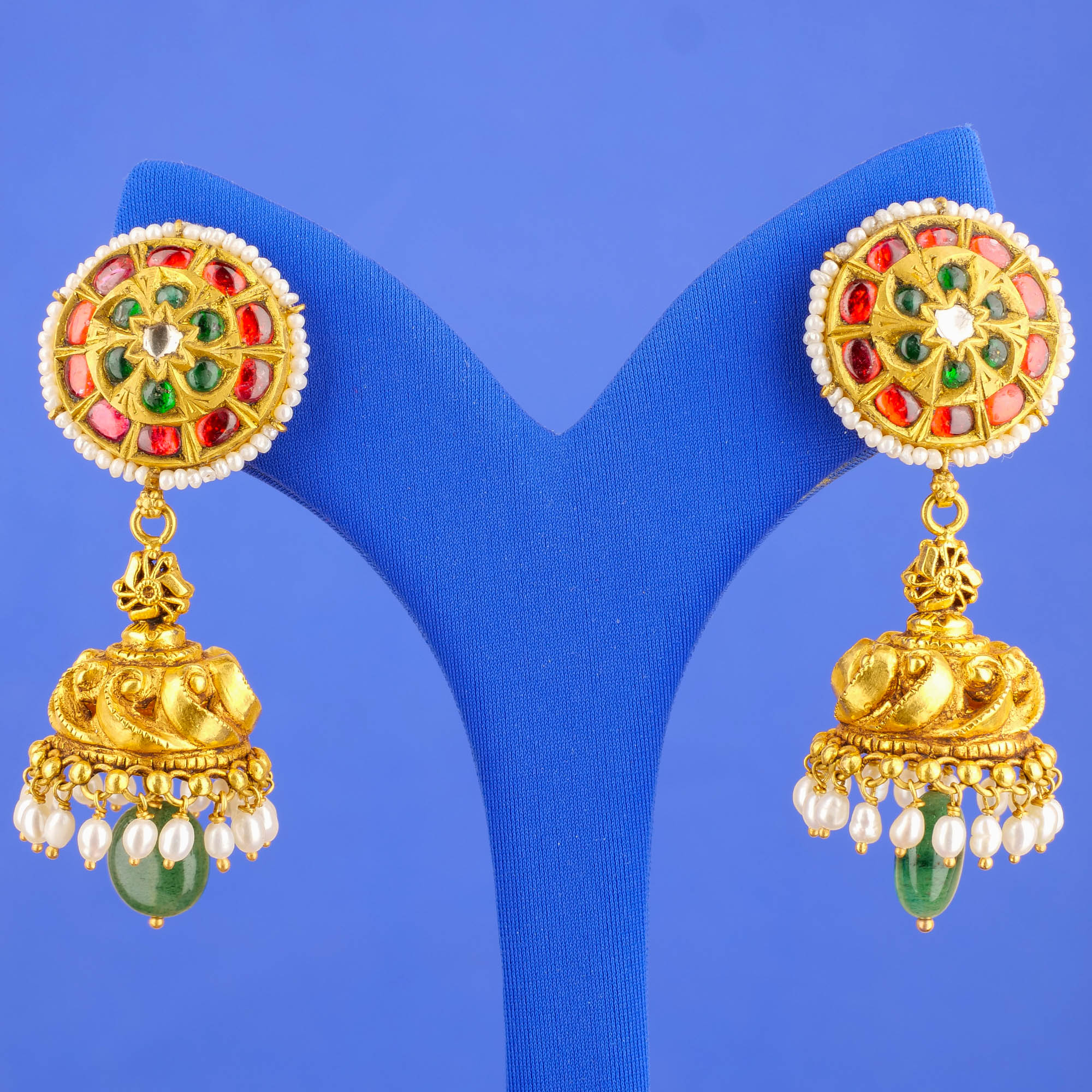 22K Gold 'Antique' Polki Diamond Earrings