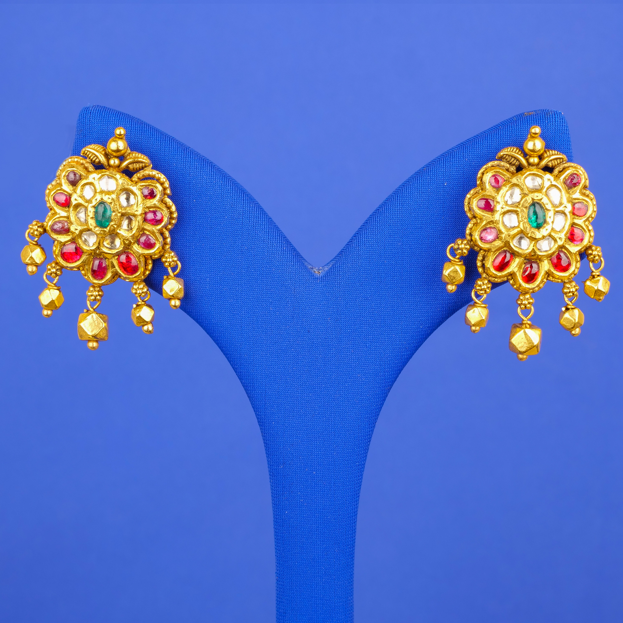 22K Gold 'Antique' Polki Diamond Earrings