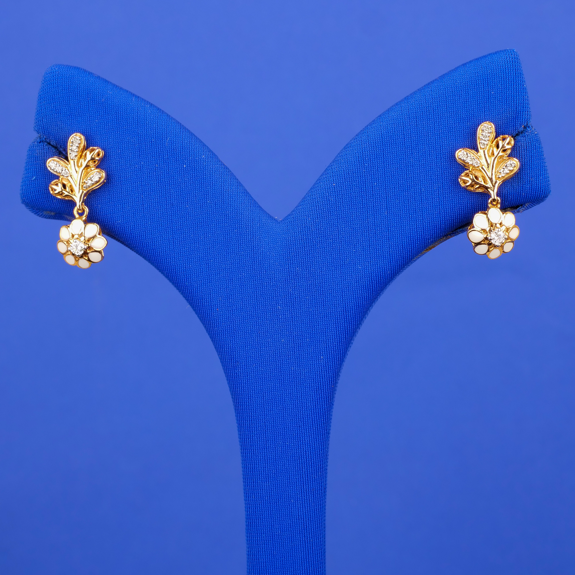 18K RG Diamond Enamel Earrings