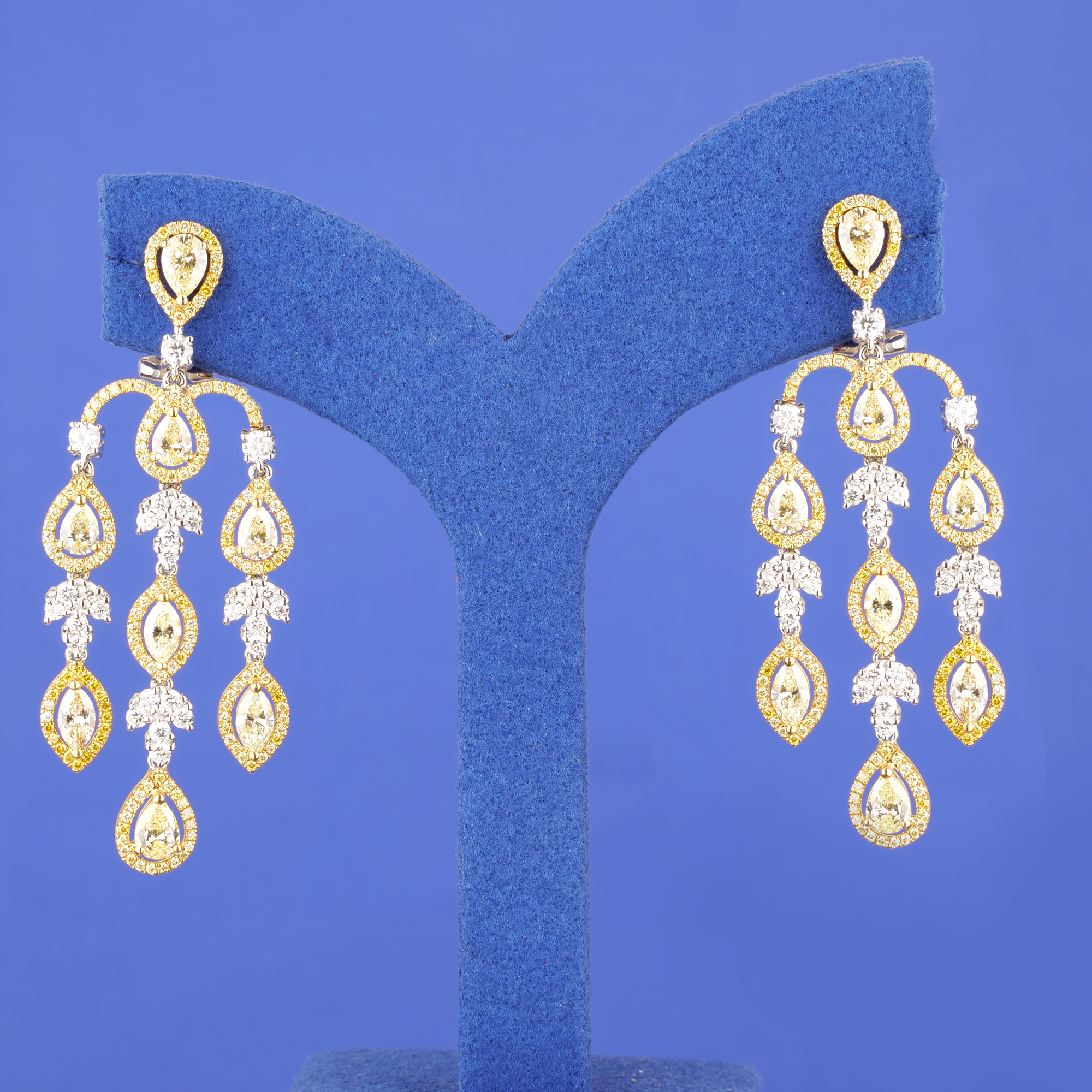 18K YG/WG Diamond/Y.Dia. Earrings