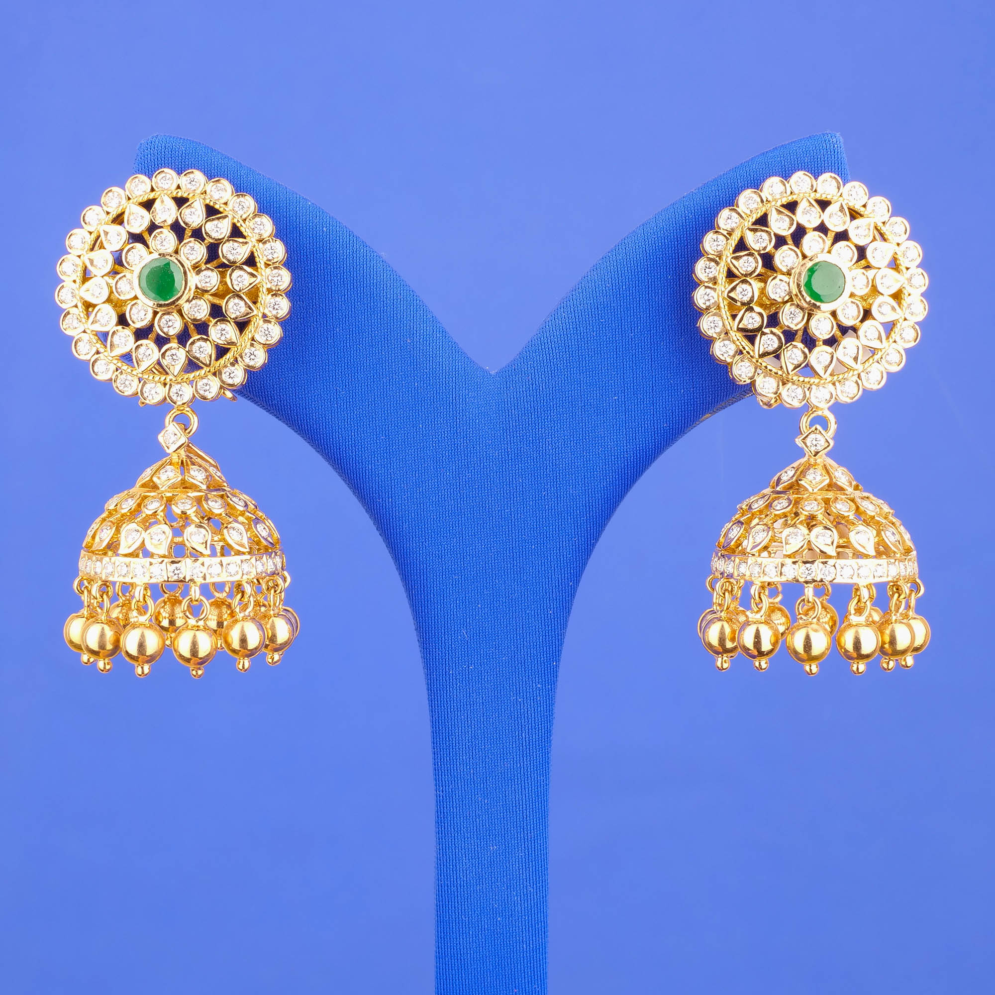 18K RG Diamond 'Jhumka' Earrings w/ Intchg. Stones