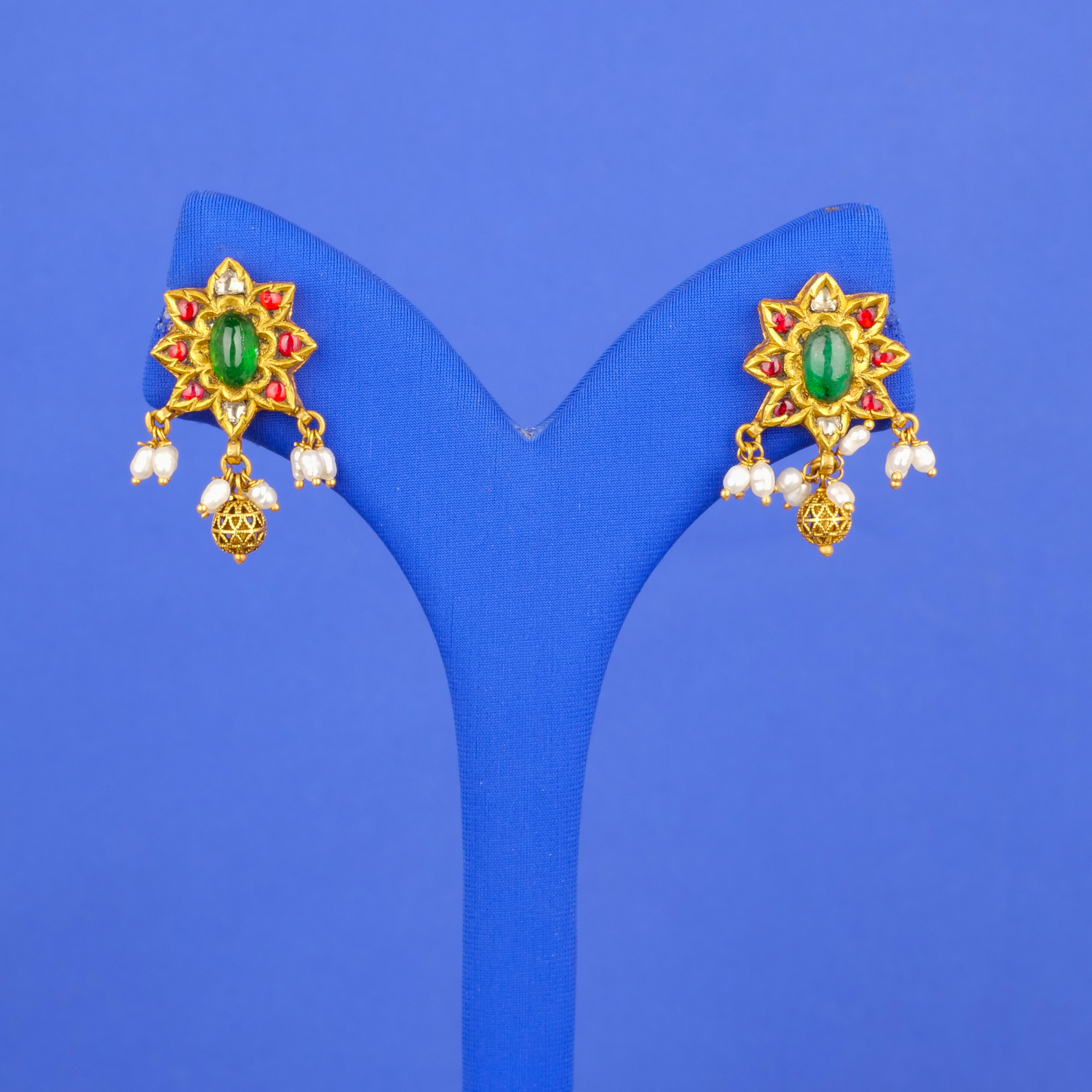 22K 'Antique' Polki Diamond Earrings