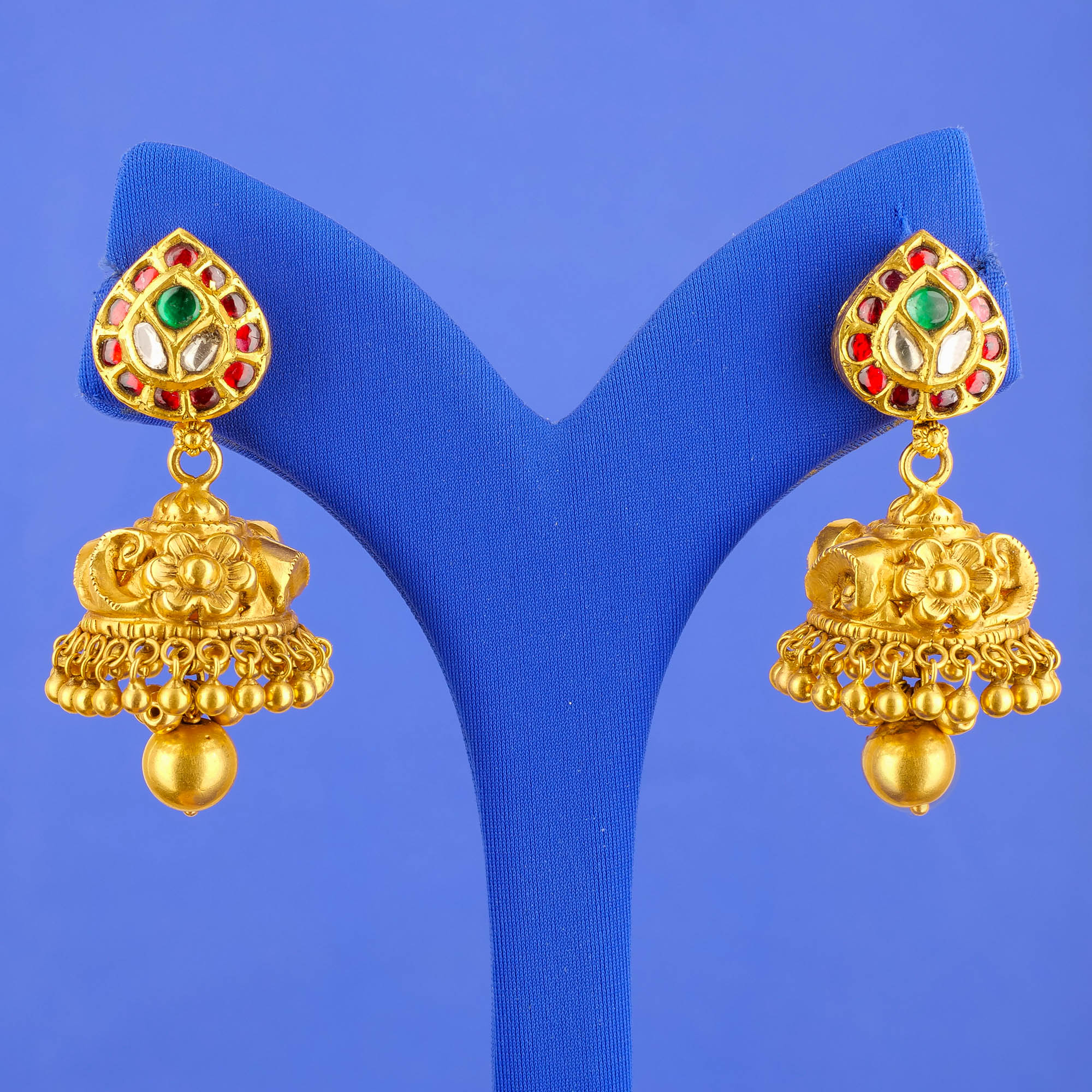 22K 'Antique' Polki Diamond Earrings