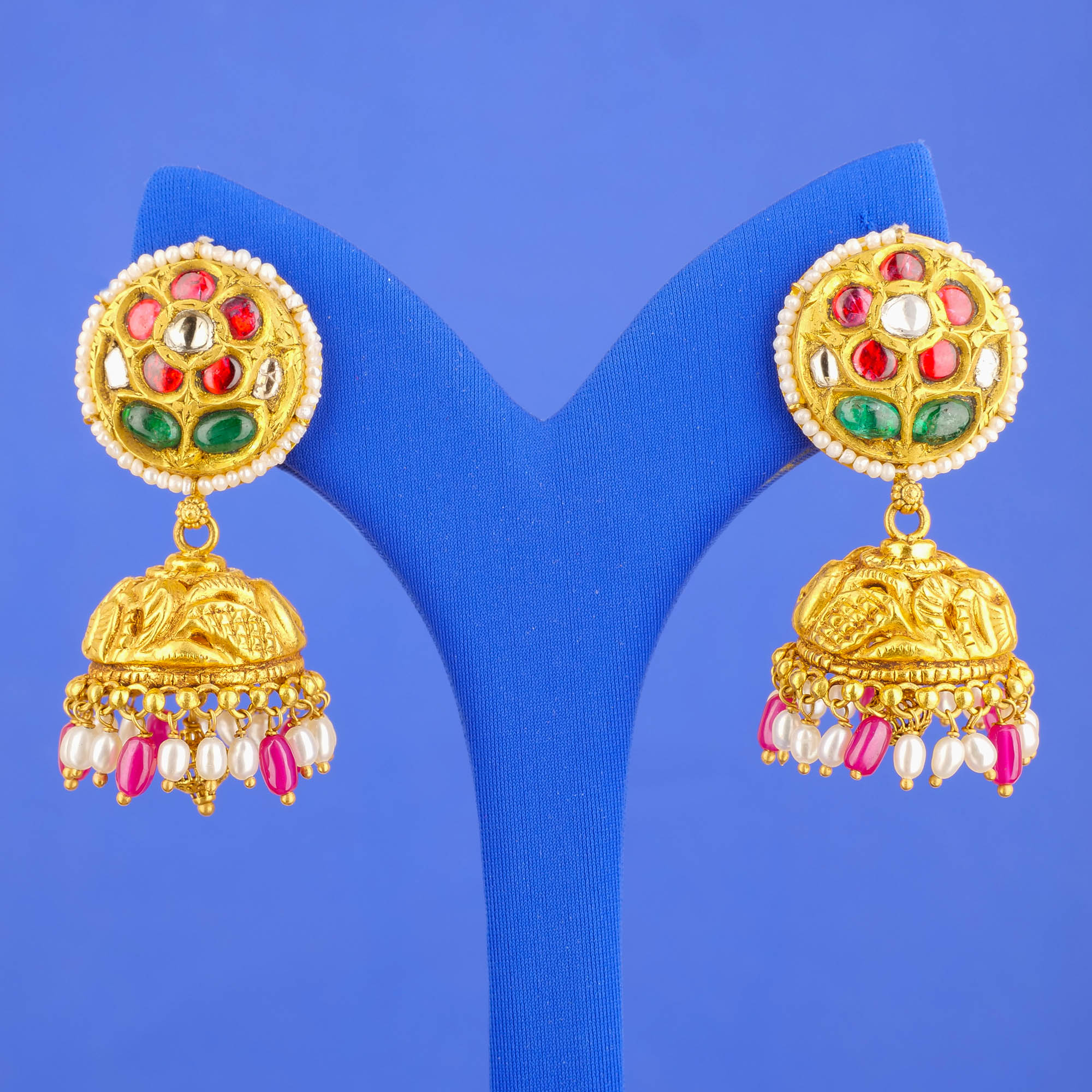 22K 'Antique' Polki Diamond Earrings