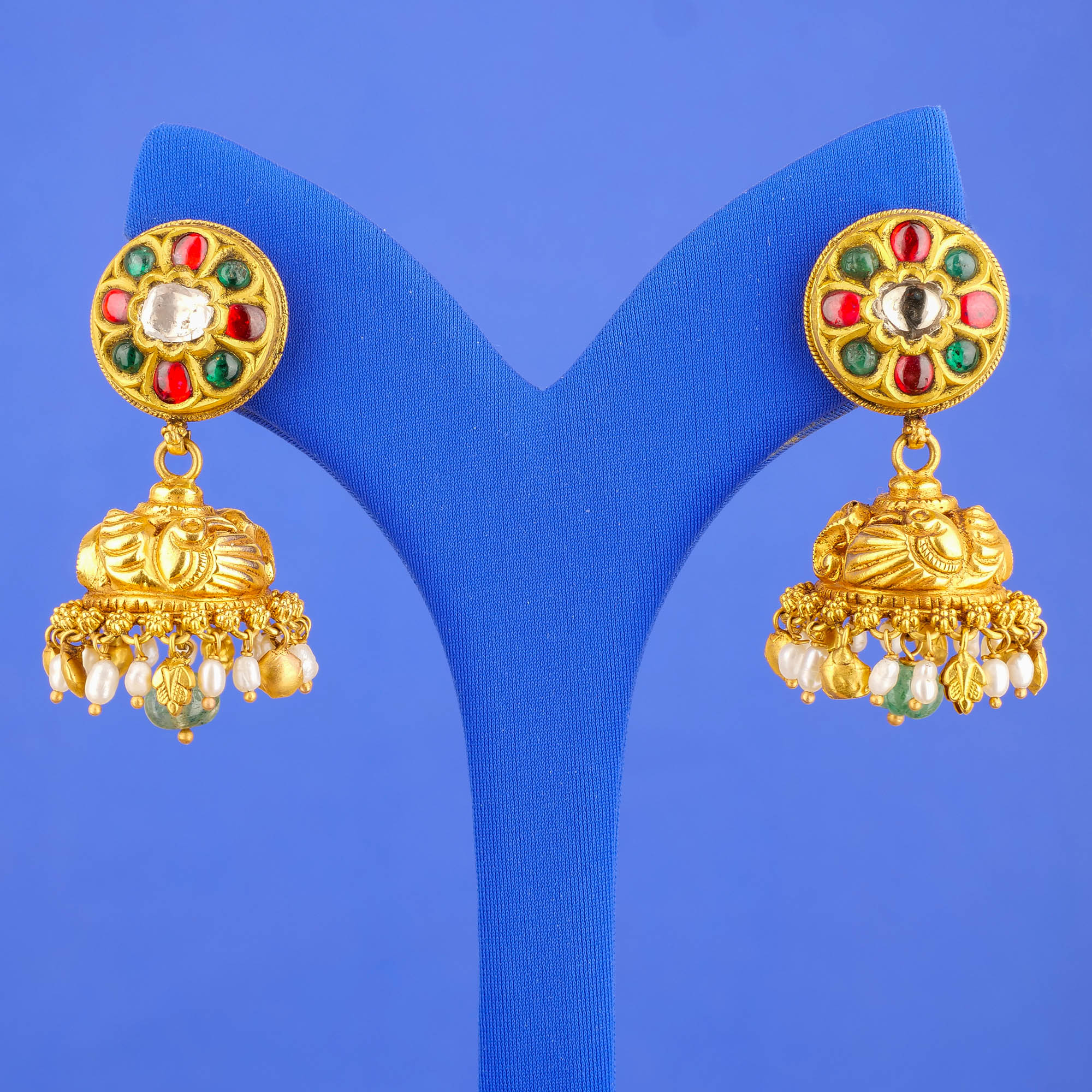 22K 'Antique' Polki Diamond Earrings