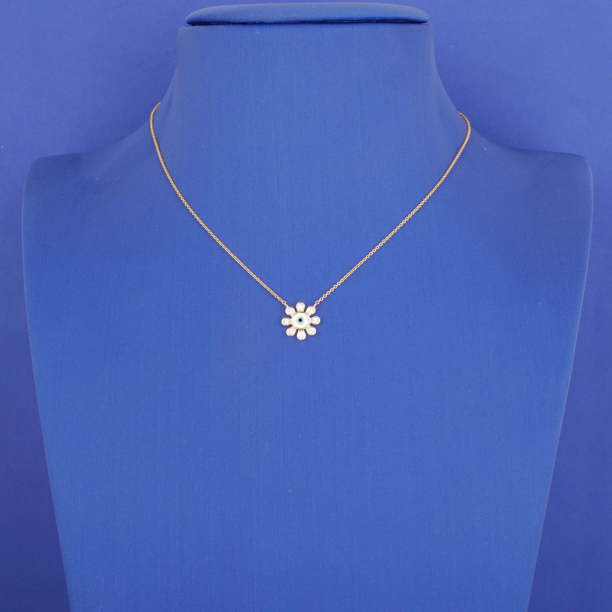 18K YG Diamond Enamel Necklace