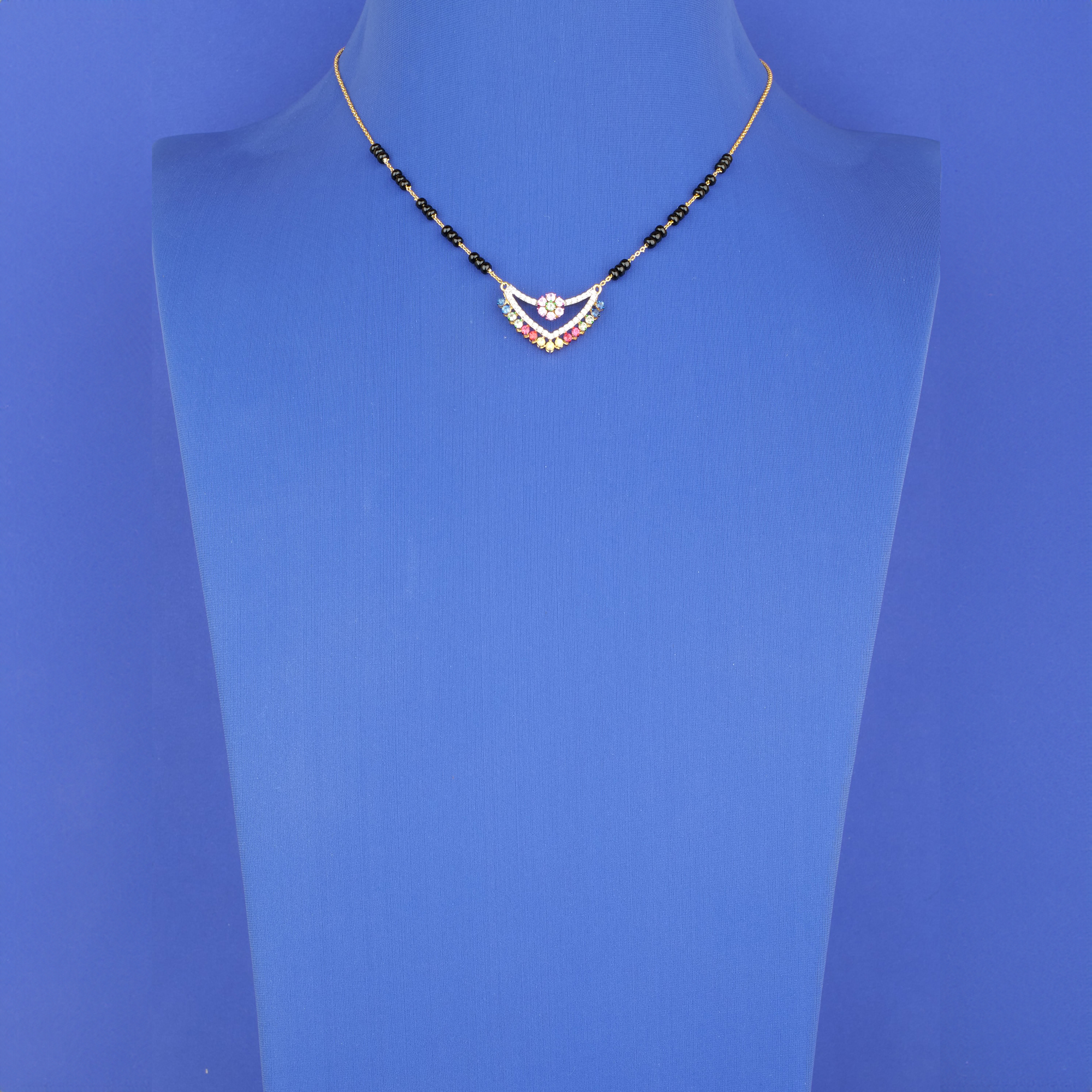 18K YG Diamond Sapphire Mangalsutra Necklace