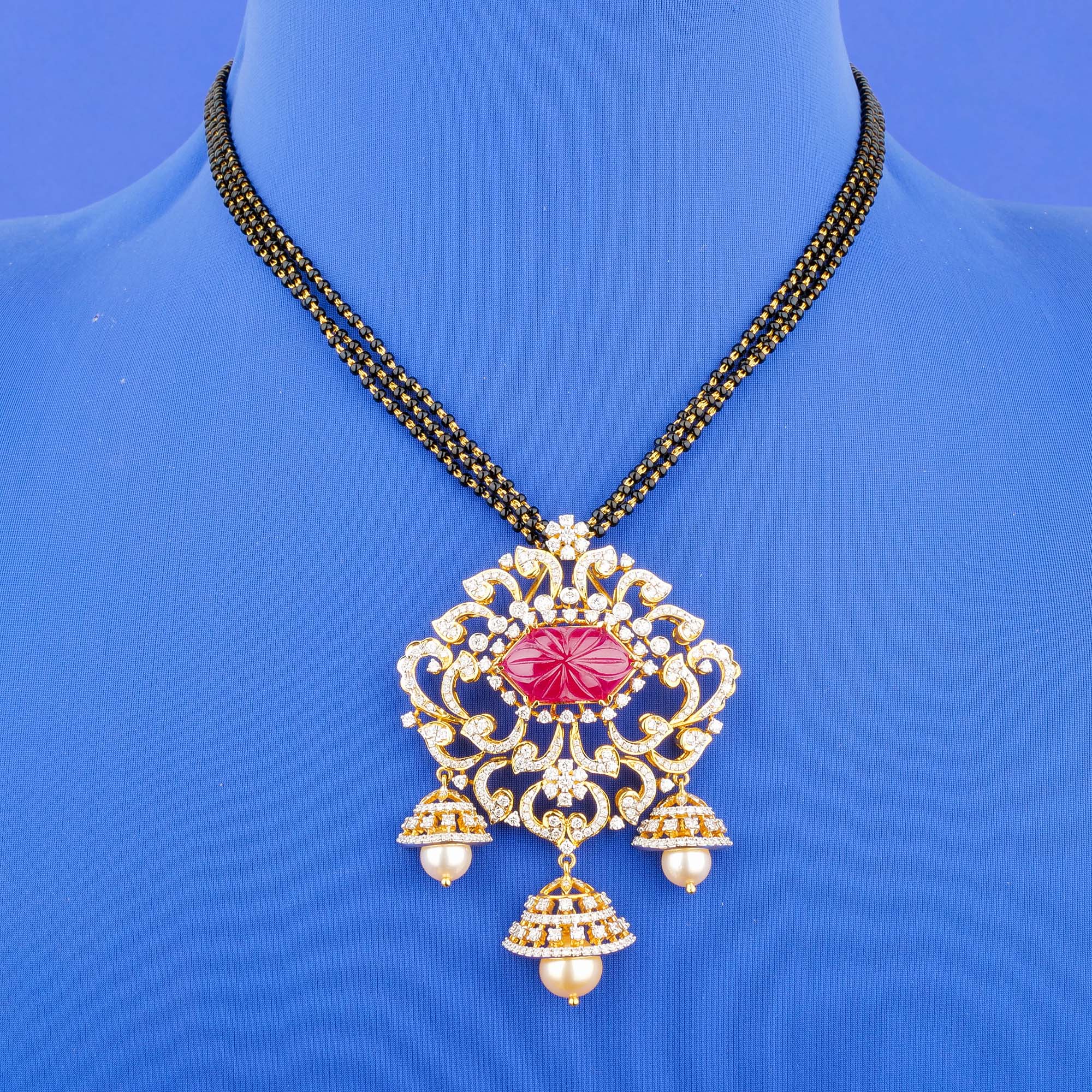 18K Yellow Gold Diamond Mangalsutra Necklace (Intchg.)