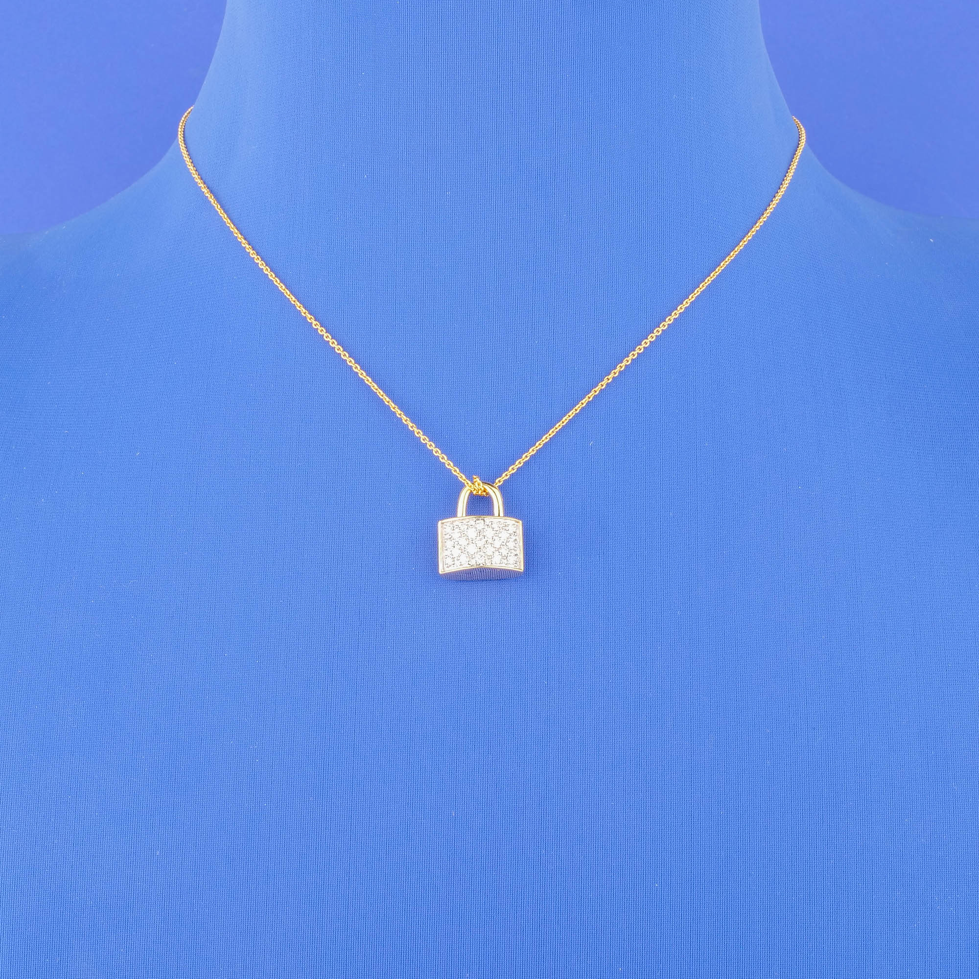 18K Yellow Gold Diamond 'Lock' Necklace