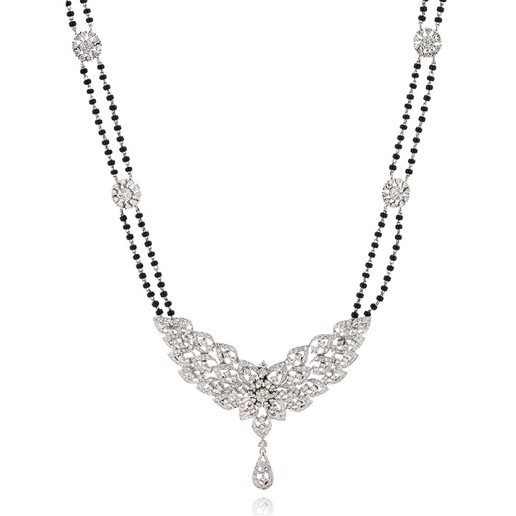 Handmade 18K White Gold Diamond Mangalsutra Necklace