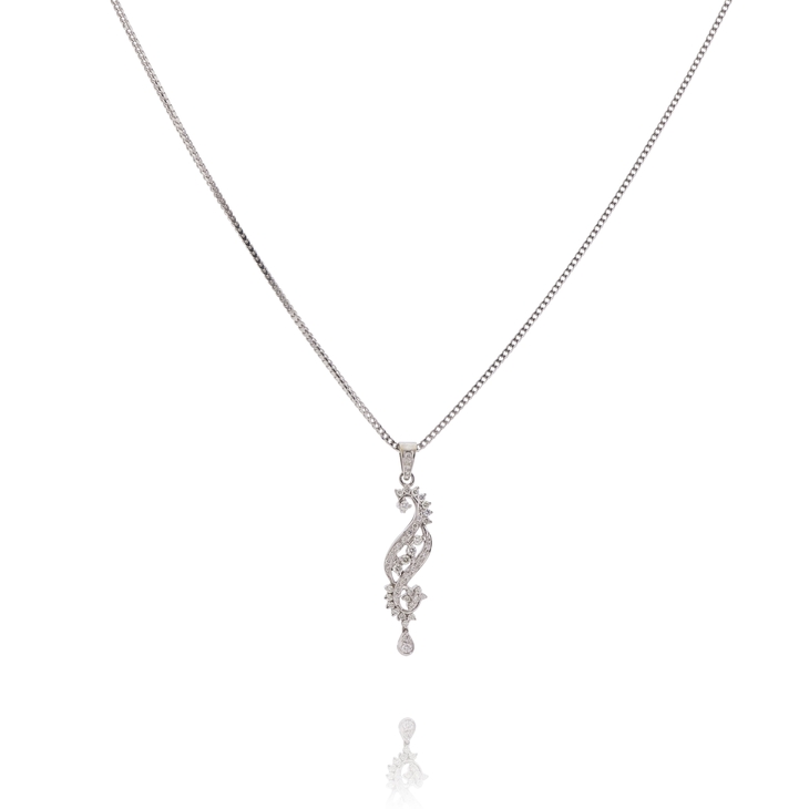 Handmade 18K White Gold Diamond Pendant (chain not included)