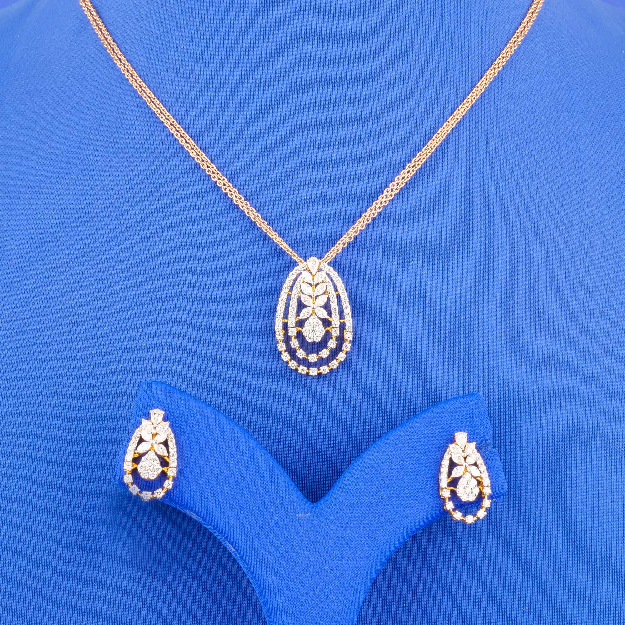 18K Yellow Gold Diamond Pendant and Earring Set (chain not included)