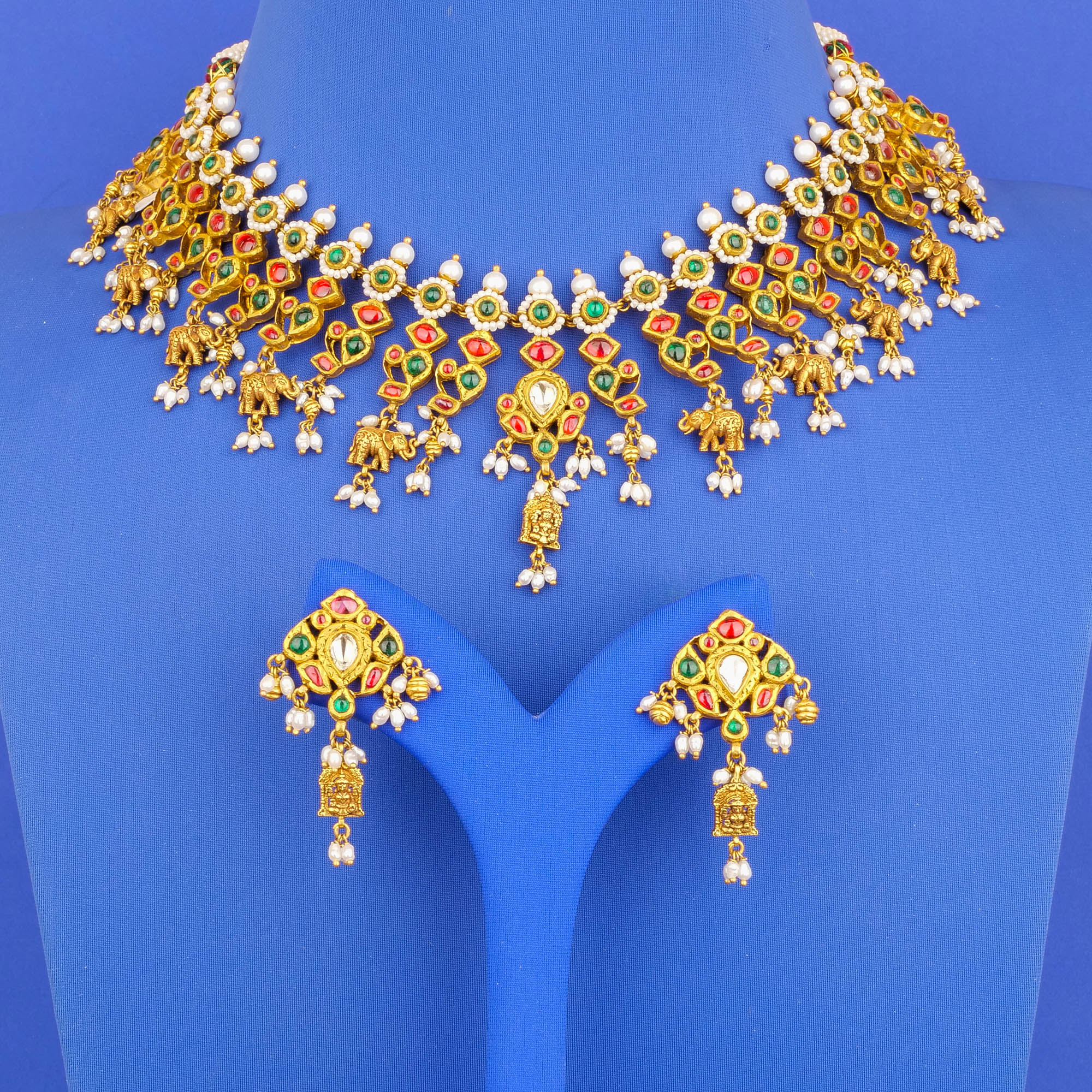 22K 'Antique' Polki Diamond NE Set