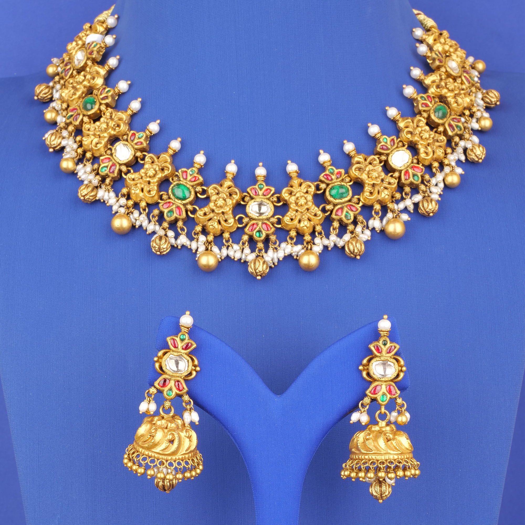 22K 'Antique' Polki Diamond NE Set