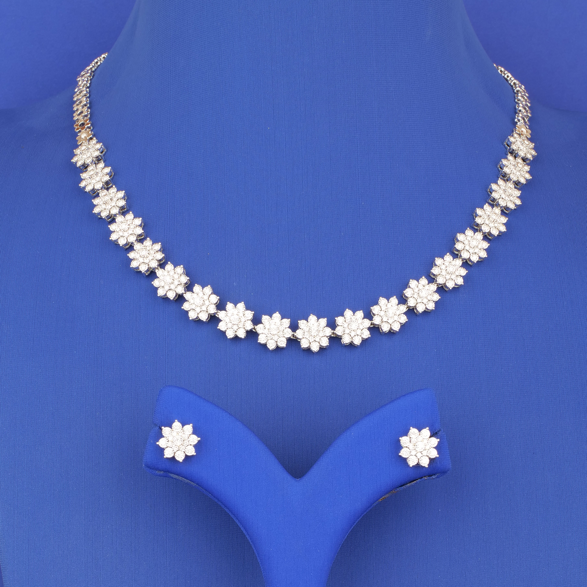 18K WG Diamond Necklace Earring Set