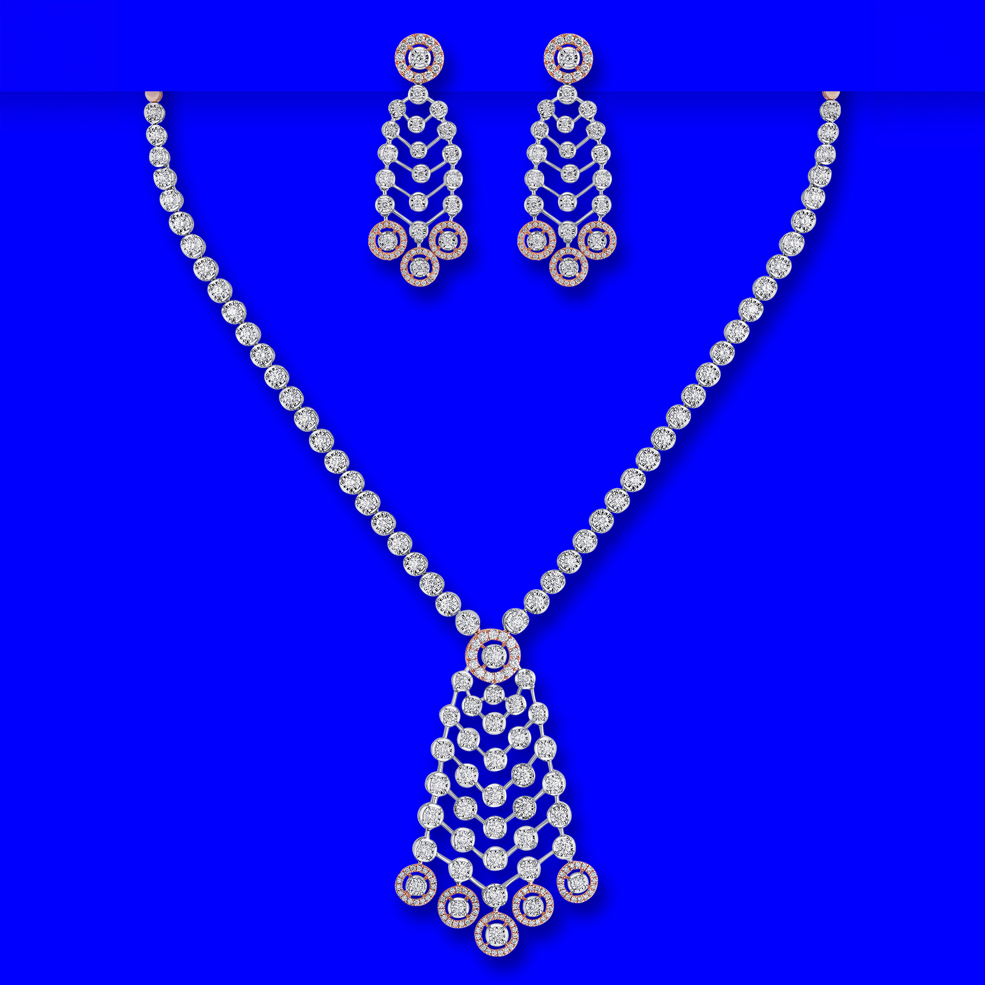 18K RG/WG Diamond and Earrings Set