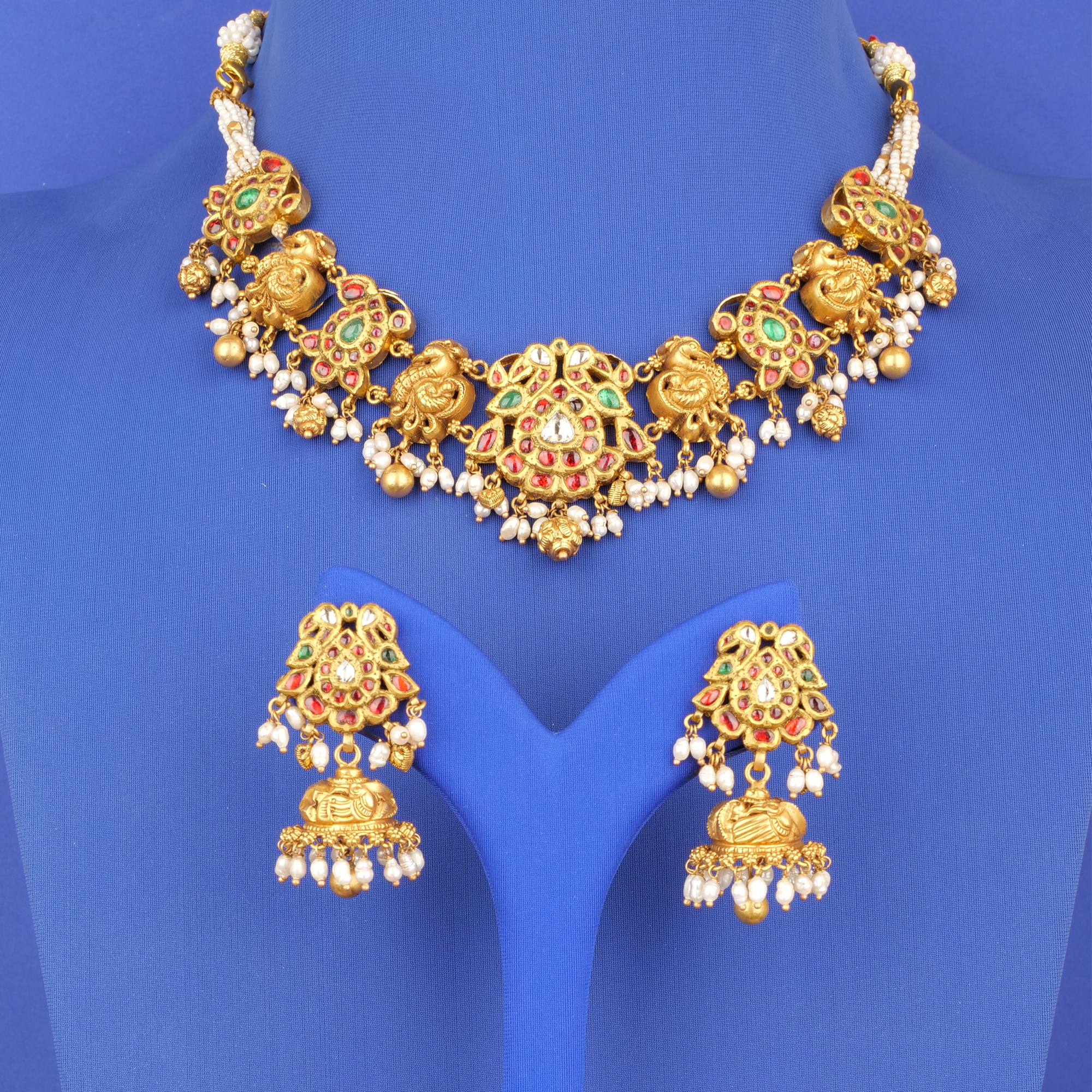 22K 'Antique' Polki Diamond NE Set