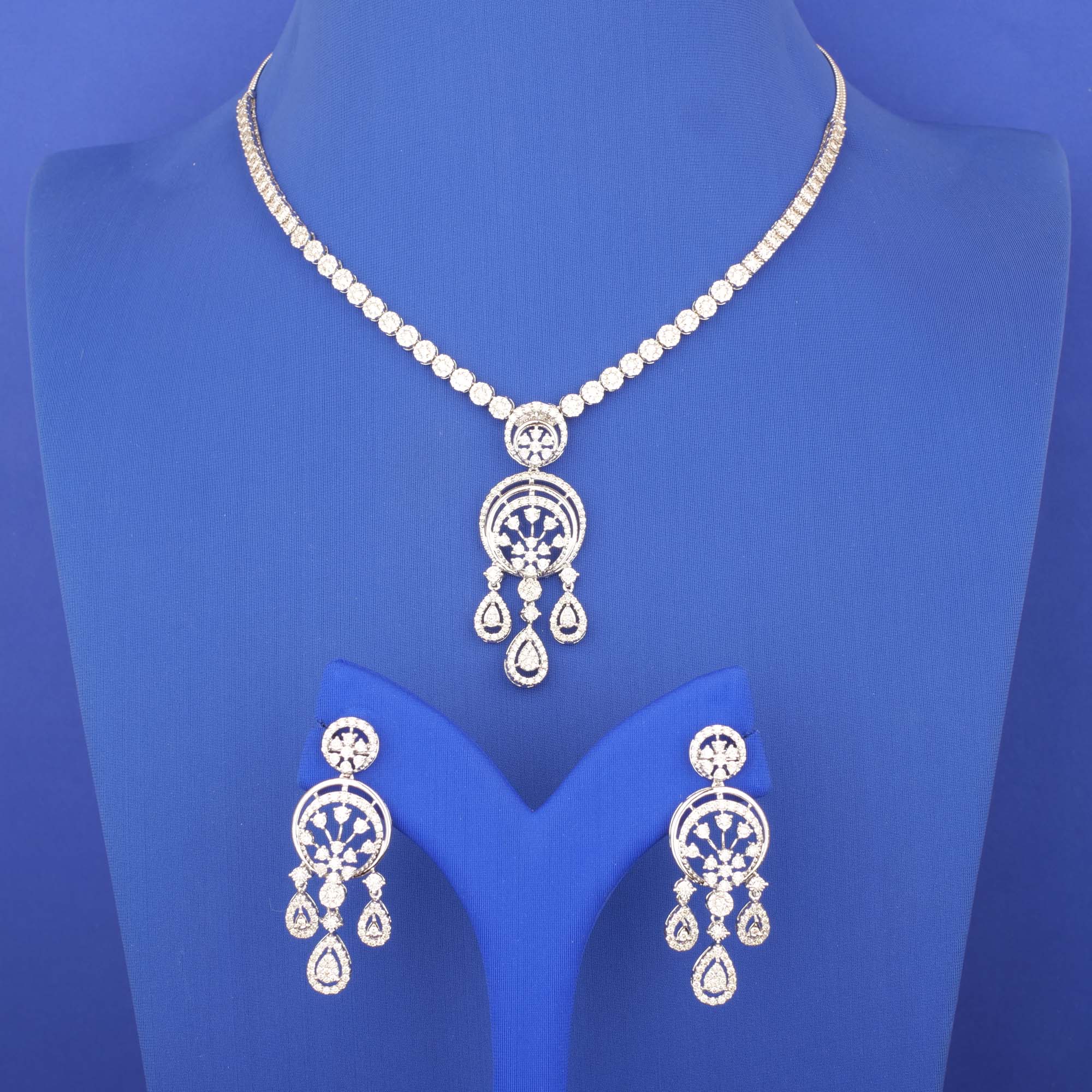 18K WG Diamond Necklace Earring Set